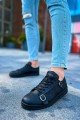 CH191 Side Buckle Erkek Günlük Bağcıklı Cilt Spor Sneaker Ayakkabı CST - Siyah Erkek Ayakkabı CH191 Side Buckle Erkek Günlük Bağcıklı Cilt Spor Sneaker Ayakkabı CST - Siyah – Chekich Erkek Ayakkabı