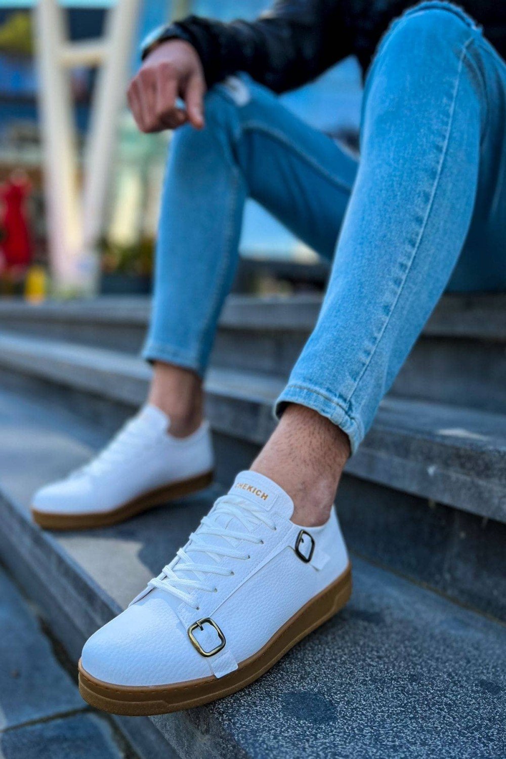 CH191 Side Buckle Erkek Günlük Bağcıklı Krep Taban Cilt Spor Sneaker Ayakkabı CKT - Beyaz Erkek Ayakkabı CH191 Side Buckle Erkek Günlük Bağcıklı Krep Taban Cilt Spor Sneaker Ayakkabı CKT - Beyaz – Chekich Erkek Ayakkabı