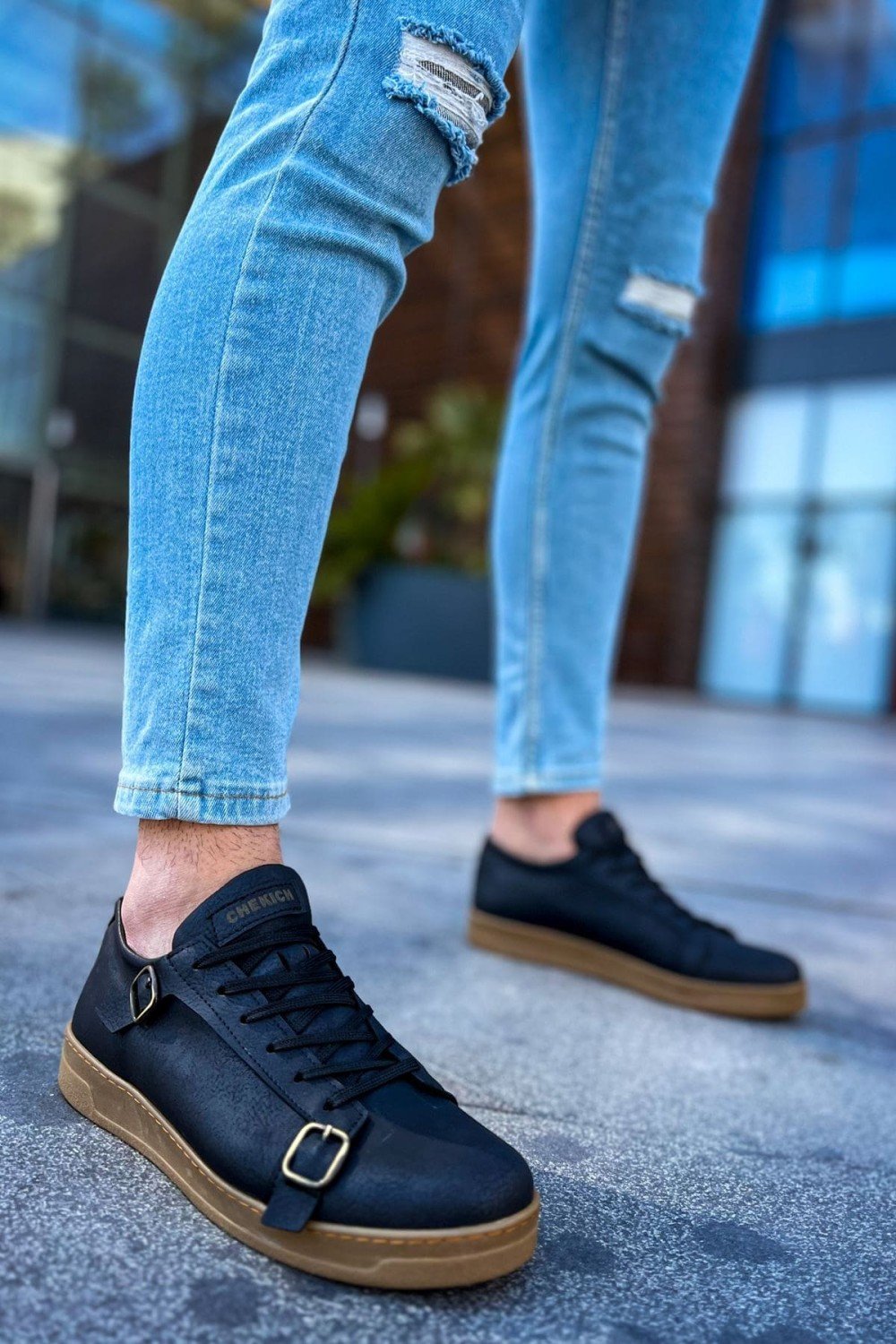 CH191 Side Buckle Erkek Günlük Bağcıklı Krep Taban Cilt Spor Sneaker Ayakkabı CKT - Siyah Erkek Ayakkabı CH191 Side Buckle Erkek Günlük Bağcıklı Krep Taban Cilt Spor Sneaker Ayakkabı CKT - Siyah – Chekich Erkek Ayakkabı