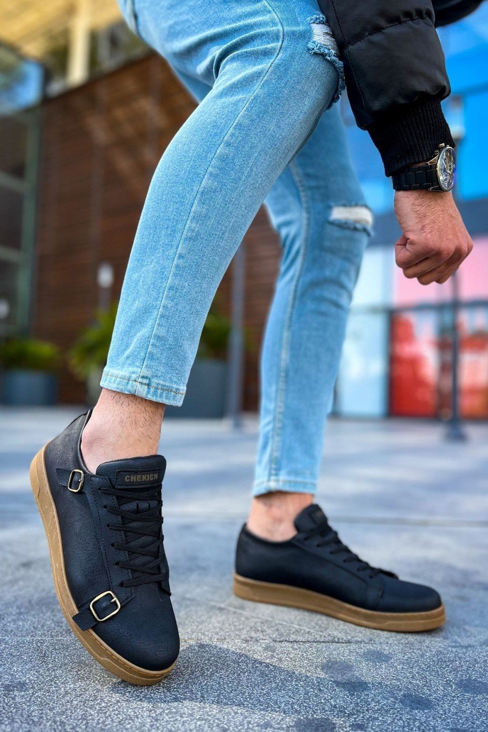 CH191 Side Buckle Erkek Günlük Bağcıklı Krep Taban Cilt Spor Sneaker Ayakkabı CKT - Siyah Erkek Ayakkabı CH191 Side Buckle Erkek Günlük Bağcıklı Krep Taban Cilt Spor Sneaker Ayakkabı CKT - Siyah – Chekich Erkek Ayakkabı