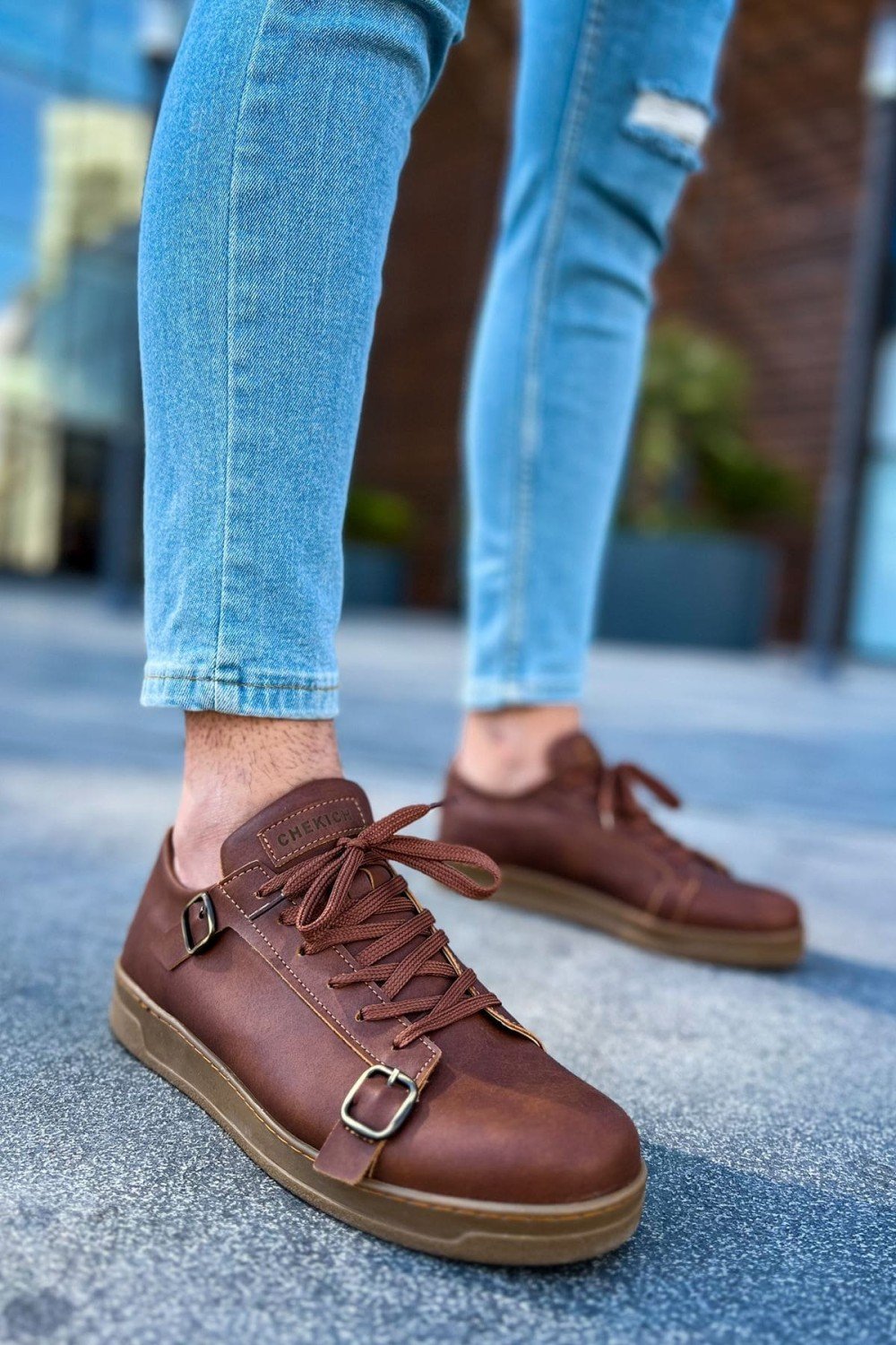 CH191 Side Buckle Erkek Günlük Bağcıklı Krep Taban Cilt Spor Sneaker Ayakkabı CKT - Taba Erkek Ayakkabı CH191 Side Buckle Erkek Günlük Bağcıklı Krep Taban Cilt Spor Sneaker Ayakkabı CKT - Taba – Chekich Erkek Ayakkabı