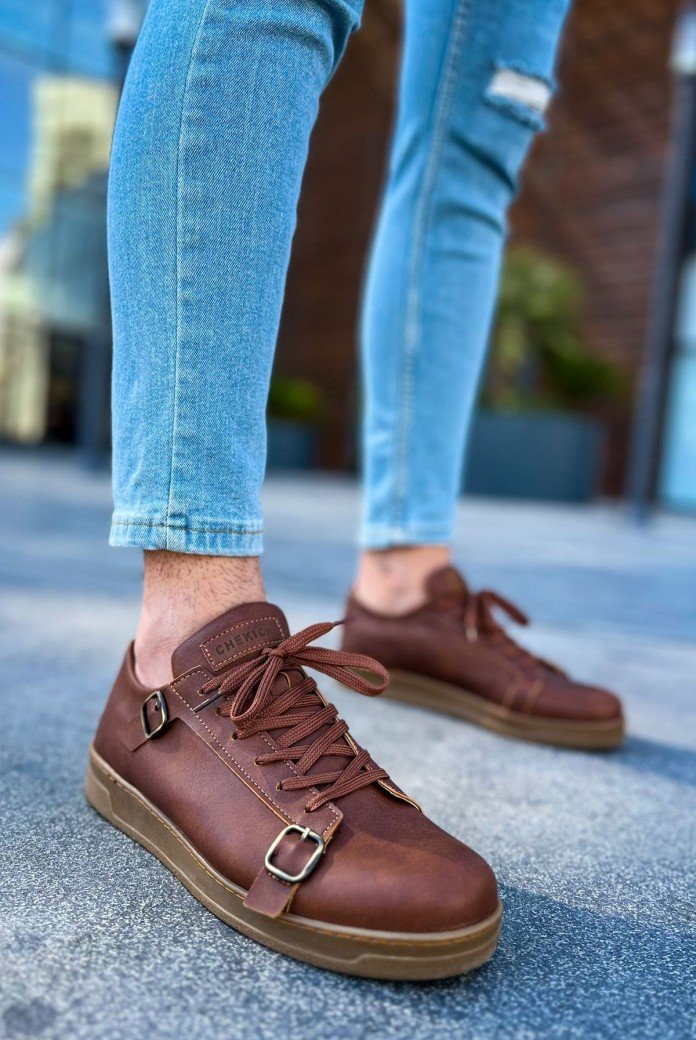 CH191 Side Buckle Erkek Günlük Bağcıklı Krep Taban Cilt Spor Sneaker Ayakkabı CKT - Taba CH191 Side Buckle Erkek Günlük Bağcıklı Krep Taban Cilt Spor Sneaker Ayakkabı CKT - Taba