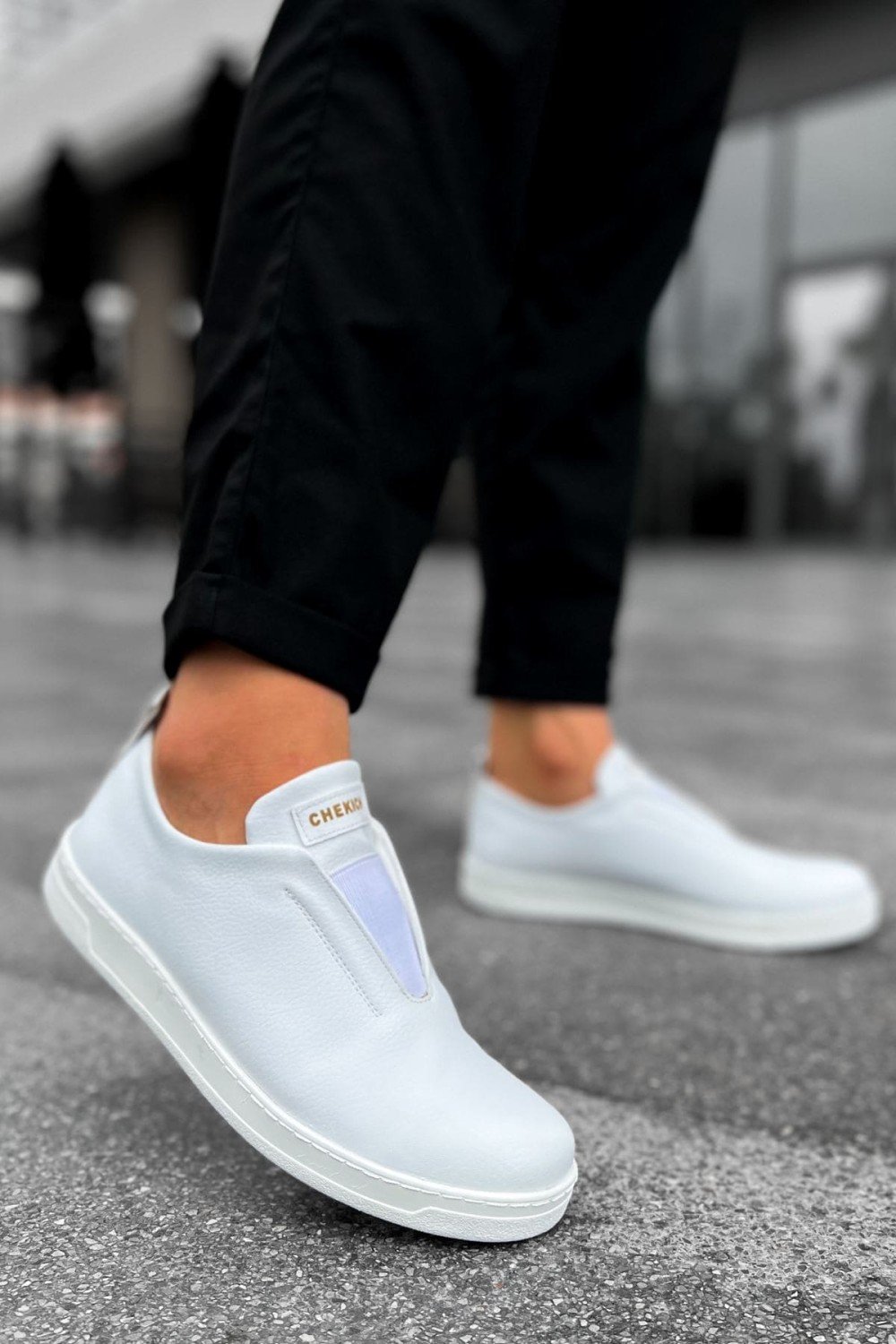 CH195 Rigidus Erkek Günlük Bağcıksız Cilt Spor Sneaker Ayakkabı CBT - Beyaz Erkek Ayakkabı CH195 Rigidus Erkek Günlük Bağcıksız Cilt Spor Sneaker Ayakkabı CBT - Beyaz – Chekich Erkek Ayakkabı