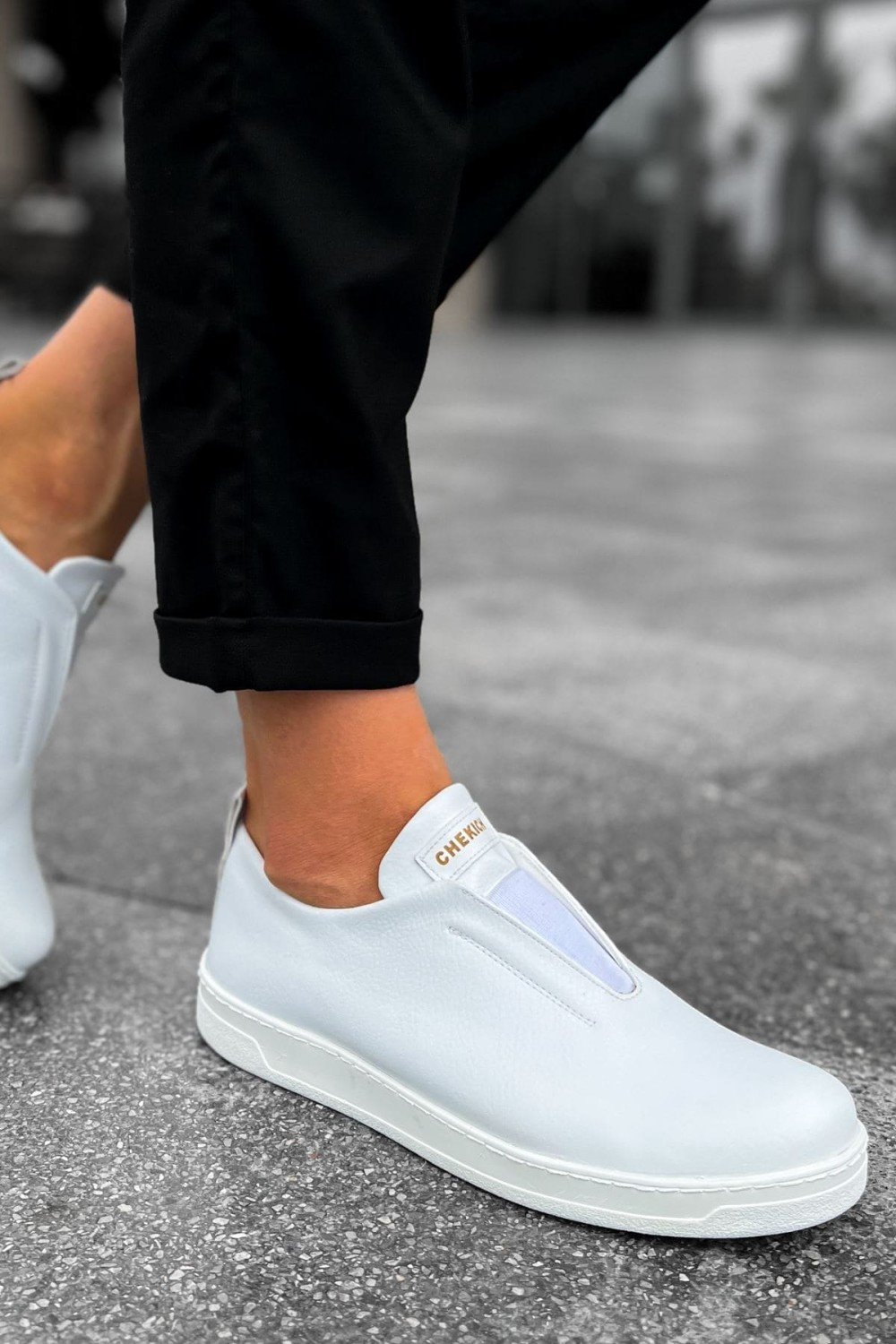 CH195 Rigidus Erkek Günlük Bağcıksız Cilt Spor Sneaker Ayakkabı CBT - Beyaz Erkek Ayakkabı CH195 Rigidus Erkek Günlük Bağcıksız Cilt Spor Sneaker Ayakkabı CBT - Beyaz – Chekich Erkek Ayakkabı