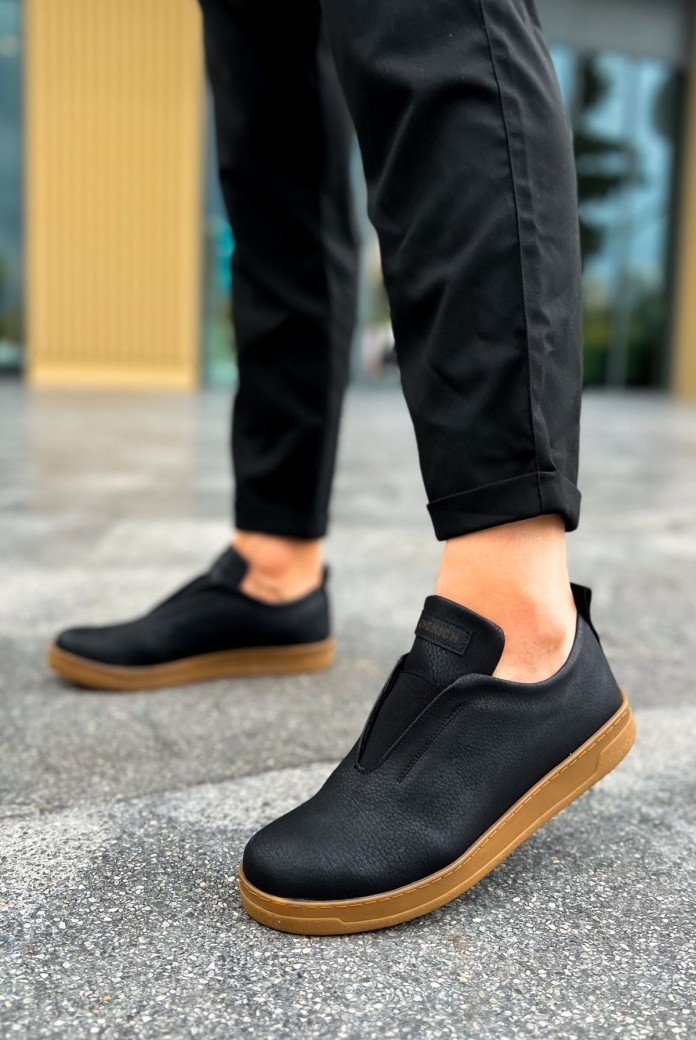 CH195 Rigidus Erkek Günlük Bağcıksız Krep Taban Cilt Spor Sneaker Ayakkabı CKT - Siyah CH195 Rigidus Erkek Günlük Bağcıksız Krep Taban Cilt Spor Sneaker Ayakkabı CKT - Siyah