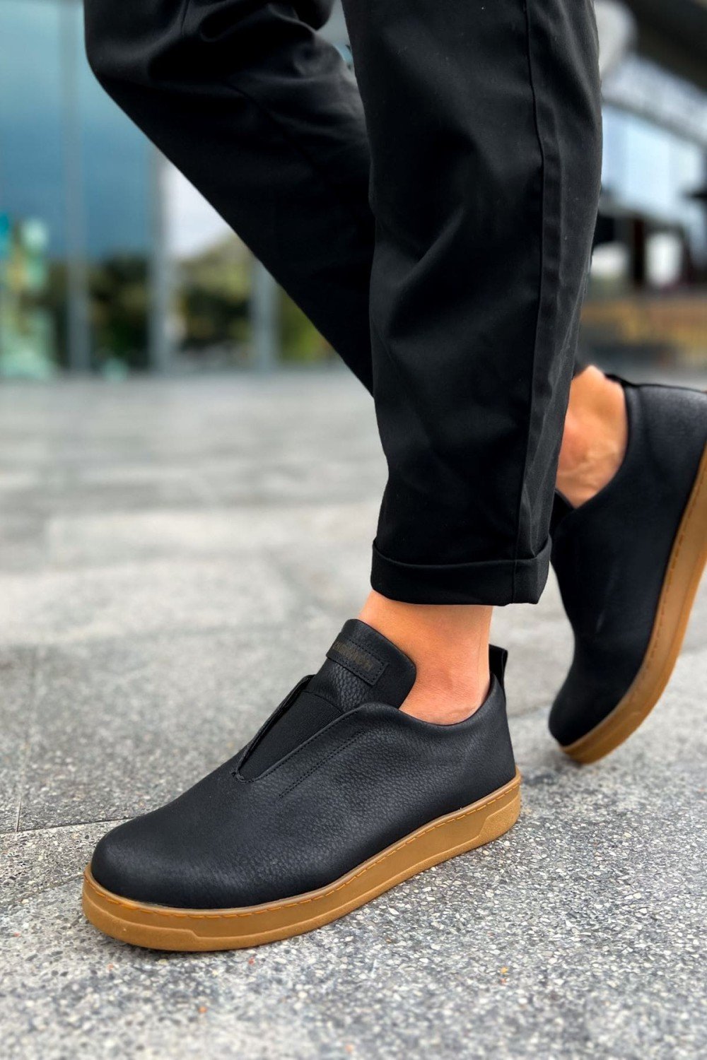 CH195 Rigidus Erkek Günlük Bağcıksız Krep Taban Cilt Spor Sneaker Ayakkabı CKT - Siyah Erkek Ayakkabı CH195 Rigidus Erkek Günlük Bağcıksız Krep Taban Cilt Spor Sneaker Ayakkabı CKT - Siyah – Chekich Erkek Ayakkabı