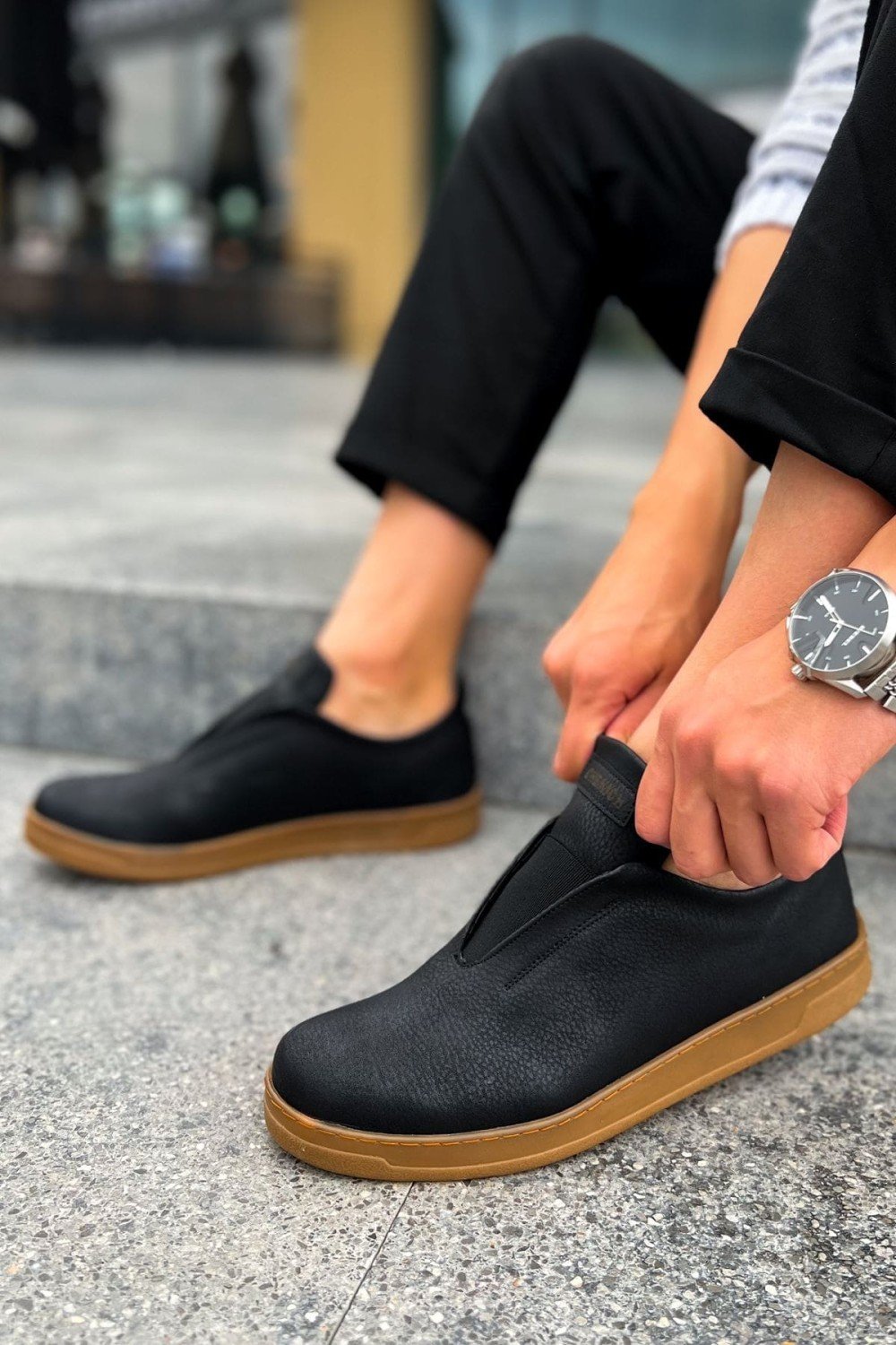 CH195 Rigidus Erkek Günlük Bağcıksız Krep Taban Cilt Spor Sneaker Ayakkabı CKT - Siyah Erkek Ayakkabı CH195 Rigidus Erkek Günlük Bağcıksız Krep Taban Cilt Spor Sneaker Ayakkabı CKT - Siyah – Chekich Erkek Ayakkabı