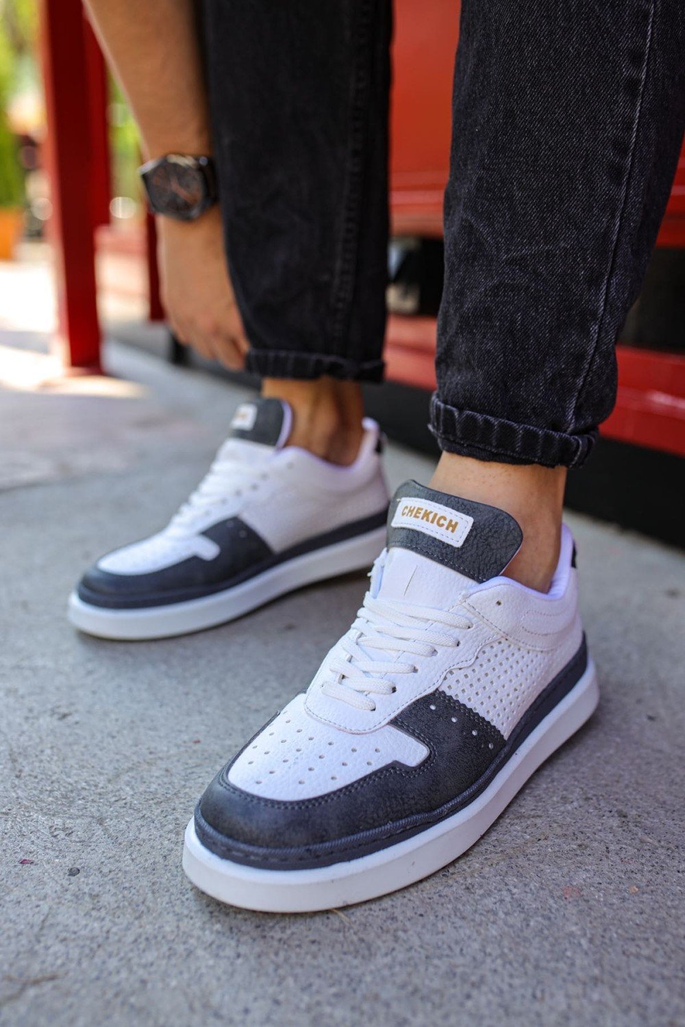 CH201 Hercules Erkek Günlük Bağcıklı Cilt Spor Sneaker Ayakkabı CBT - Beyaz/Antrasit Erkek Ayakkabı CH201 Hercules Erkek Günlük Bağcıklı Cilt Spor Sneaker Ayakkabı CBT - Beyaz/Antrasit – Chekich Erkek Ayakkabı