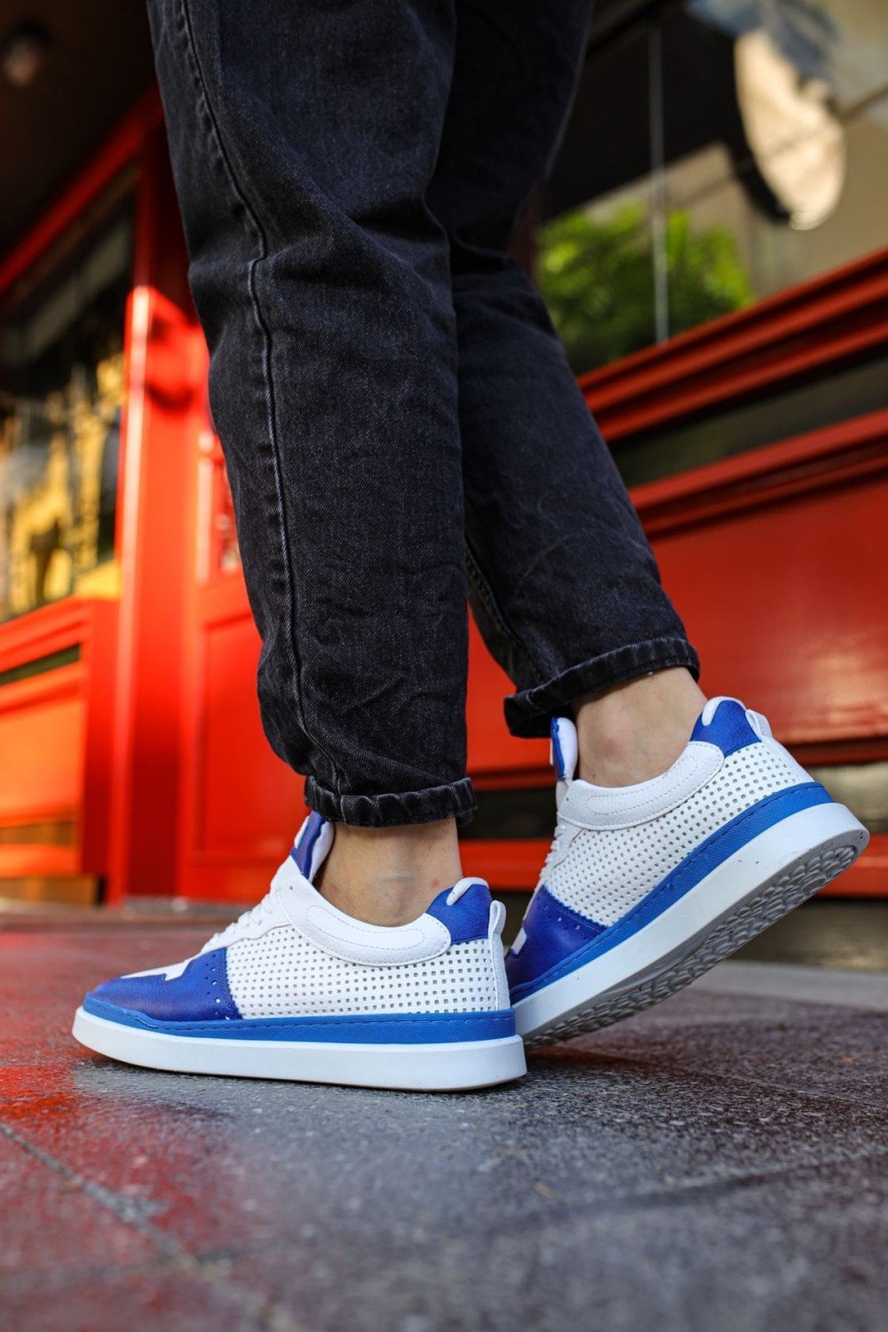 CH201 Hercules Erkek Günlük Bağcıklı Cilt Spor Sneaker Ayakkabı CBT - Beyaz/Mavi Erkek Ayakkabı CH201 Hercules Erkek Günlük Bağcıklı Cilt Spor Sneaker Ayakkabı CBT - Beyaz/Mavi – Chekich Erkek Ayakkabı