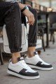CH201 Hercules Erkek Günlük Bağcıklı Cilt Spor Sneaker Ayakkabı CBT - Beyaz/Siyah