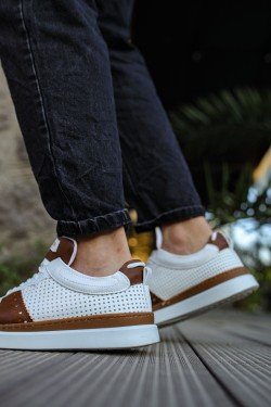 CH201 Hercules Erkek Günlük Bağcıklı Cilt Spor Sneaker Ayakkabı CBT - Beyaz/Taba CH201 Hercules Erkek Günlük Bağcıklı Cilt Spor Sneaker Ayakkabı CBT - Beyaz/Taba