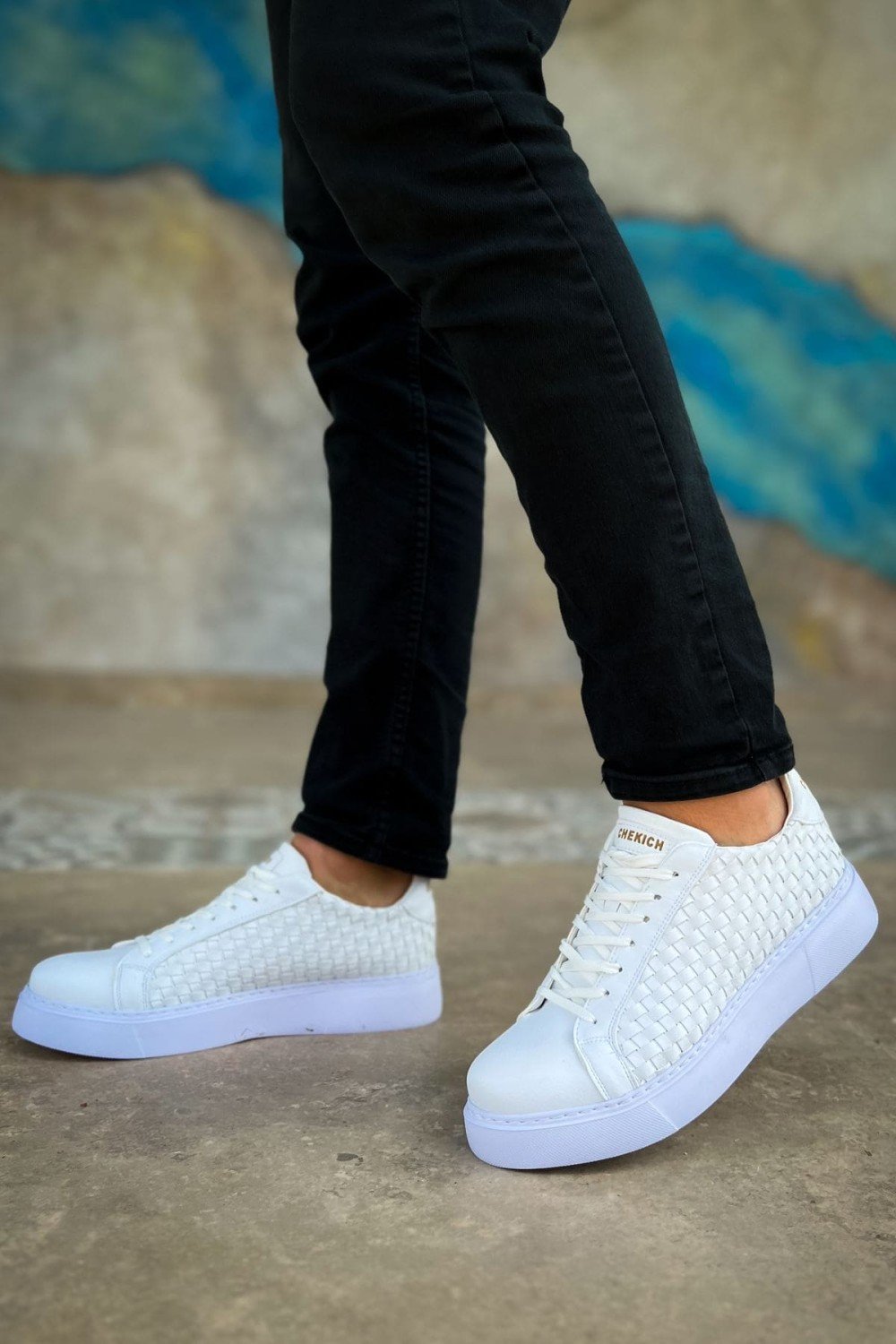 CH203 Maglieria Erkek Günlük Bağcıklı Cilt Spor Sneaker Ayakkabı CBT - Beyaz – Chekich Erkek Ayakkabı