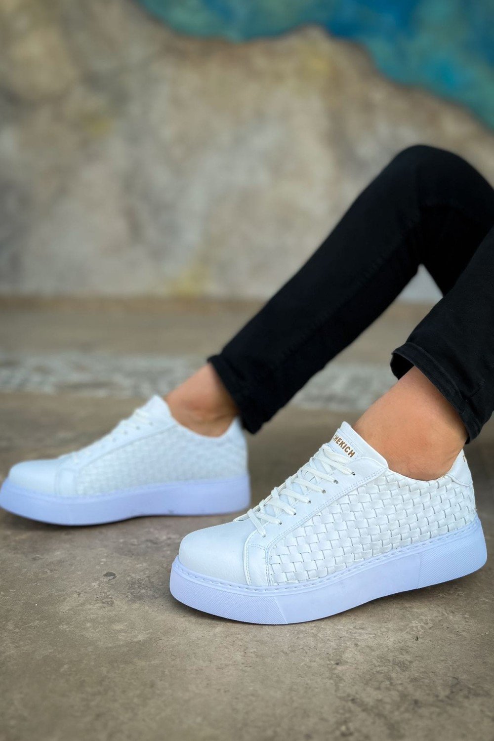 CH203 Maglieria Erkek Günlük Bağcıklı Cilt Spor Sneaker Ayakkabı CBT - Beyaz – Chekich Erkek Ayakkabı