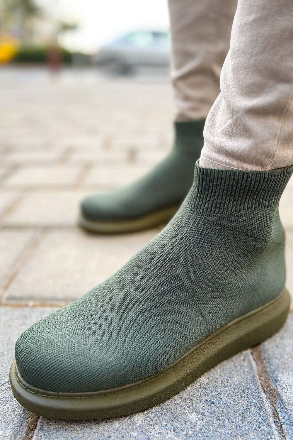 CH207 Maglieria - T Erkek Günlük Bağcıksız Triko Spor Sneaker Ayakkabı THT - Haki – Chekich Erkek Ayakkabı