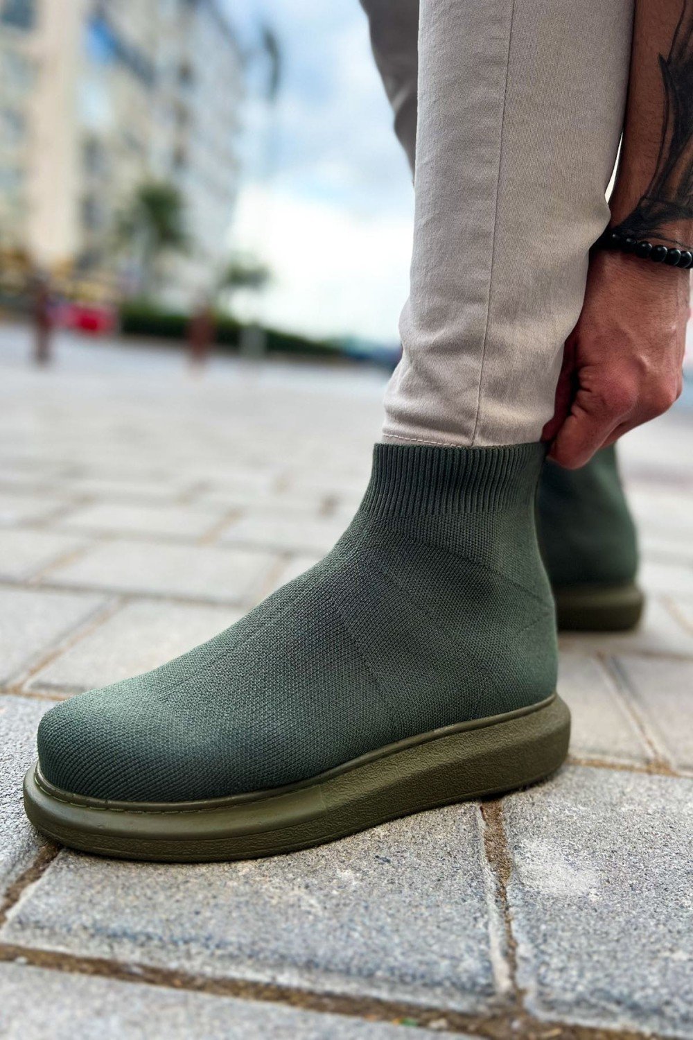 CH207 Maglieria - T Erkek Günlük Bağcıksız Triko Spor Sneaker Ayakkabı THT - Haki – Chekich Erkek Ayakkabı