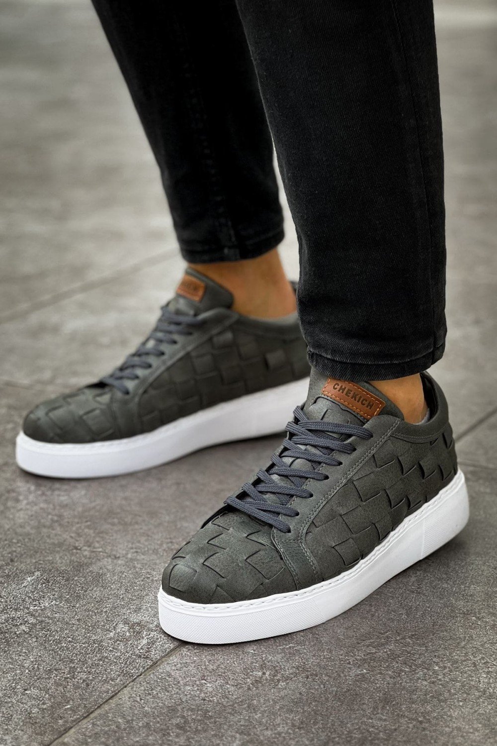 CH209 Vimini Erkek Günlük Bağcıklı Cilt Spor Sneaker Ayakkabı CBT - Antrasit – Chekich Erkek Ayakkabı