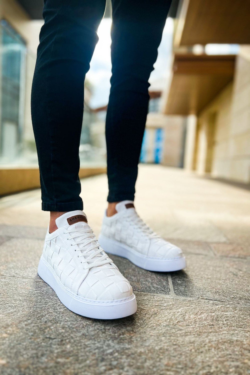 CH209 Vimini Erkek Günlük Bağcıklı Cilt Spor Sneaker Ayakkabı CBT - Beyaz – Chekich Erkek Ayakkabı