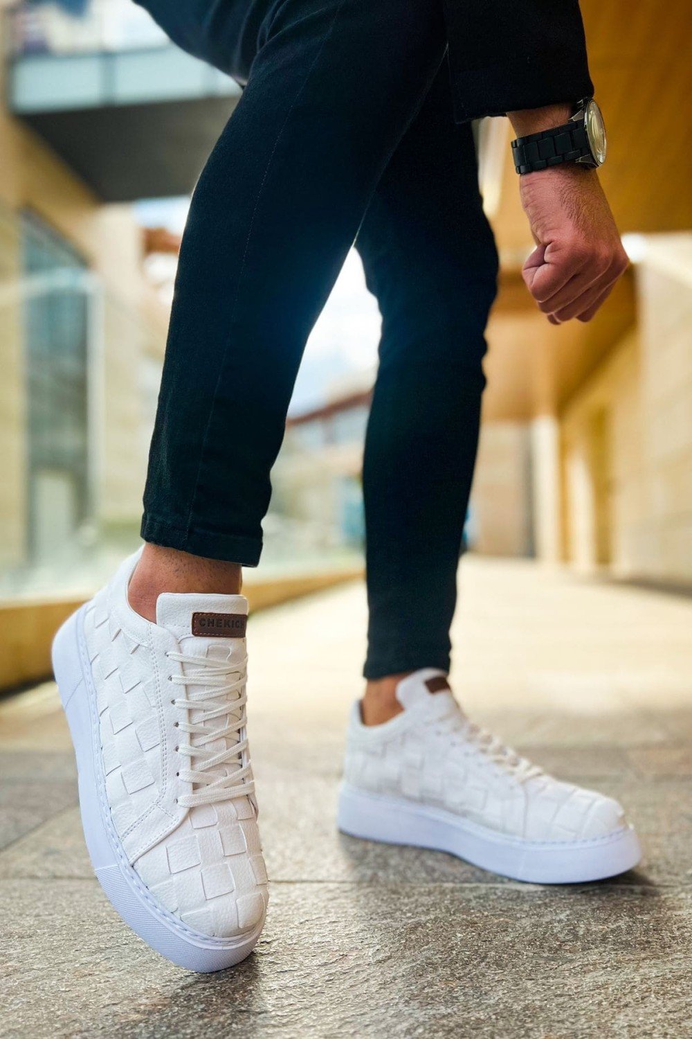 CH209 Vimini Erkek Günlük Bağcıklı Cilt Spor Sneaker Ayakkabı CBT - Beyaz – Chekich Erkek Ayakkabı