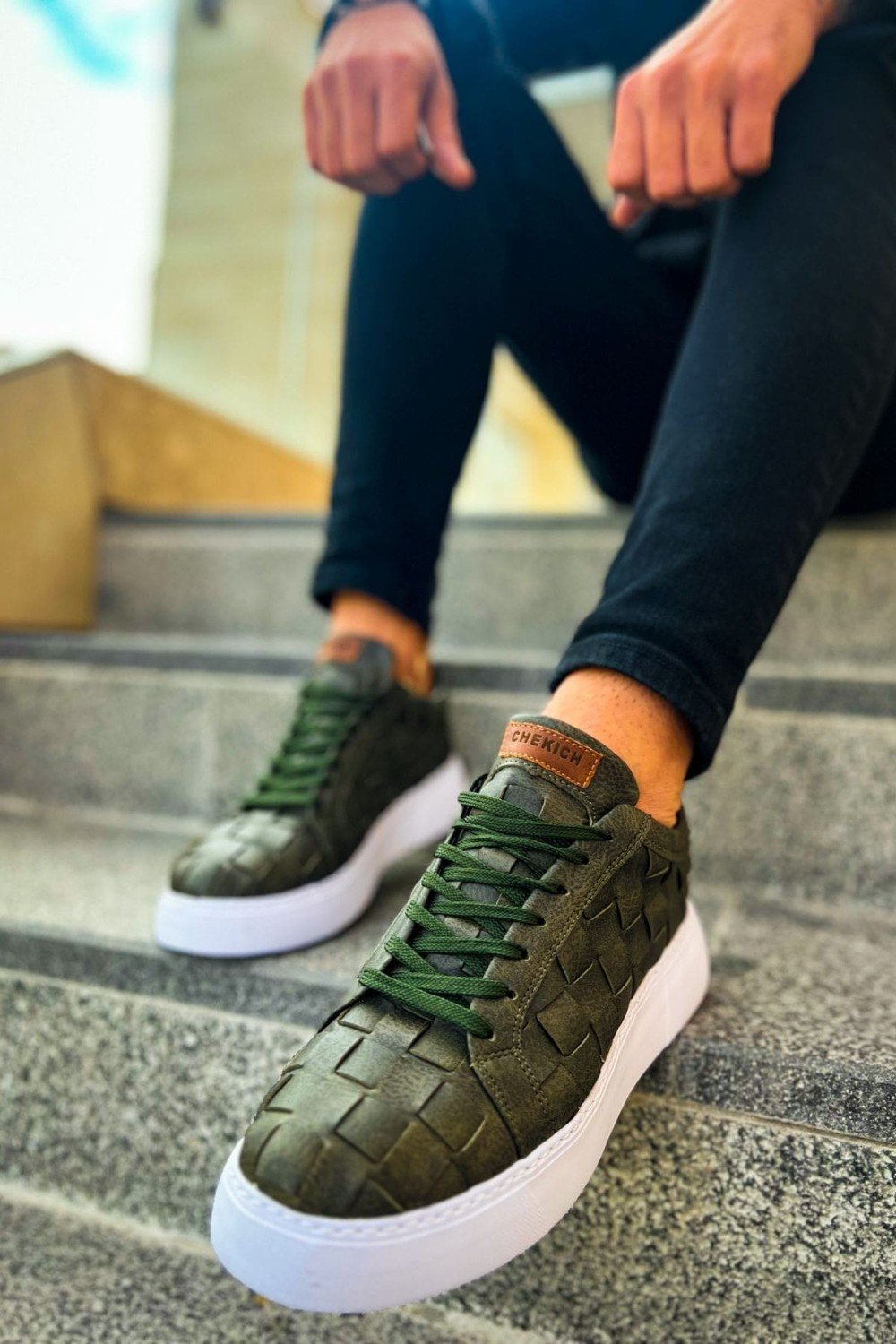 CH209 Vimini Erkek Günlük Bağcıklı Cilt Spor Sneaker Ayakkabı CBT - Haki – Chekich Erkek Ayakkabı