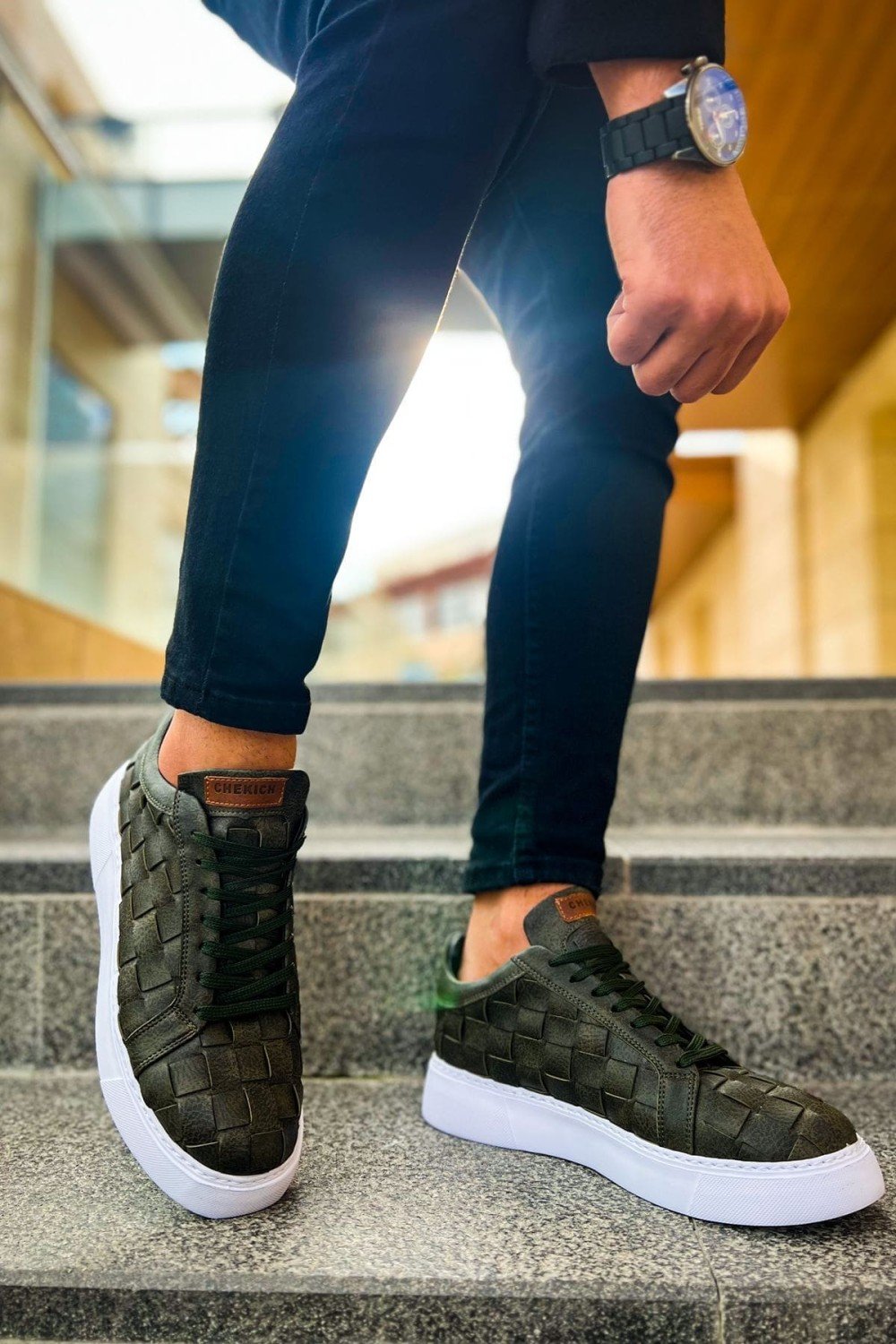 CH209 Vimini Erkek Günlük Bağcıklı Cilt Spor Sneaker Ayakkabı CBT - Haki – Chekich Erkek Ayakkabı