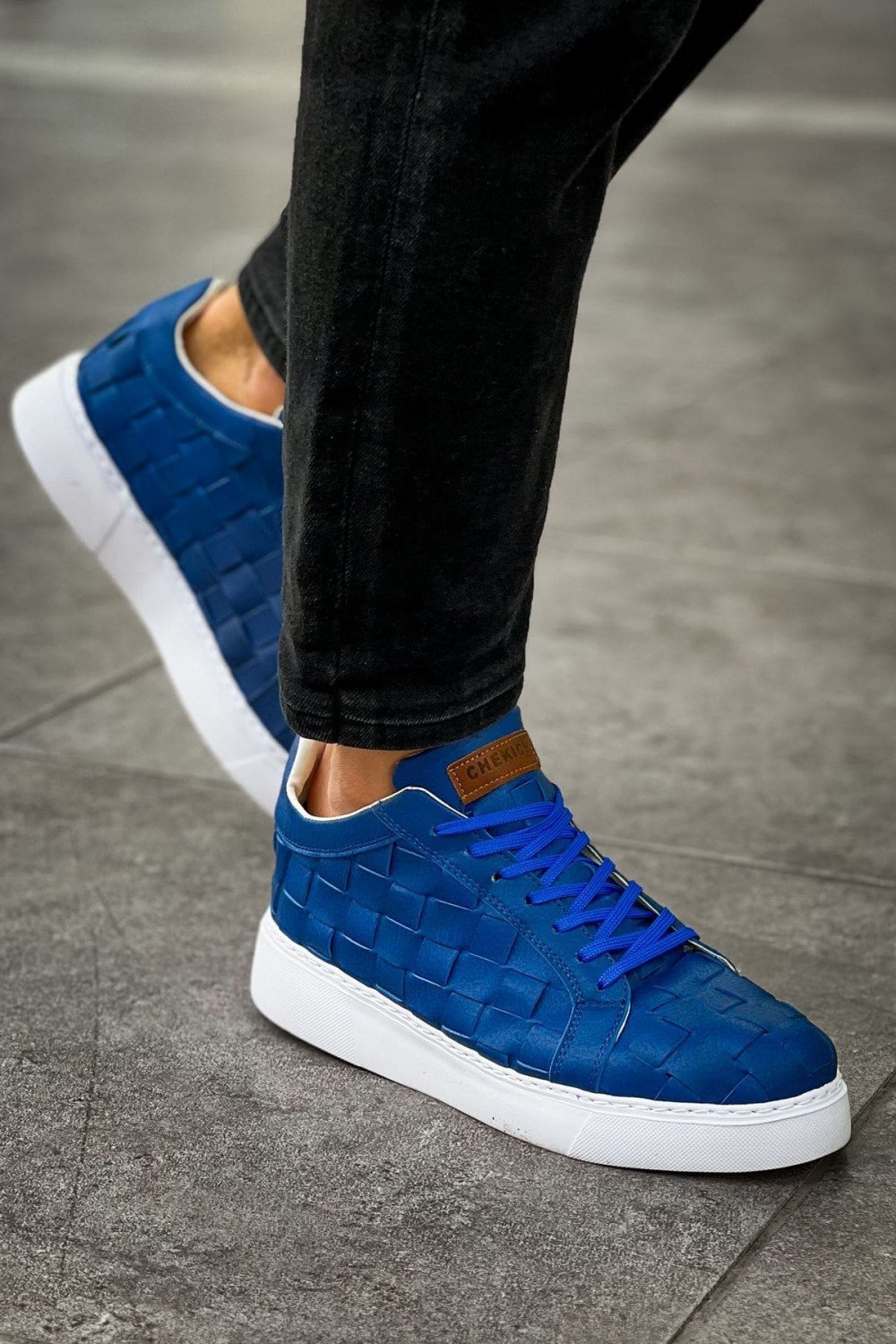 CH209 Vimini Erkek Günlük Bağcıklı Cilt Spor Sneaker Ayakkabı CBT - Mavi – Chekich Erkek Ayakkabı