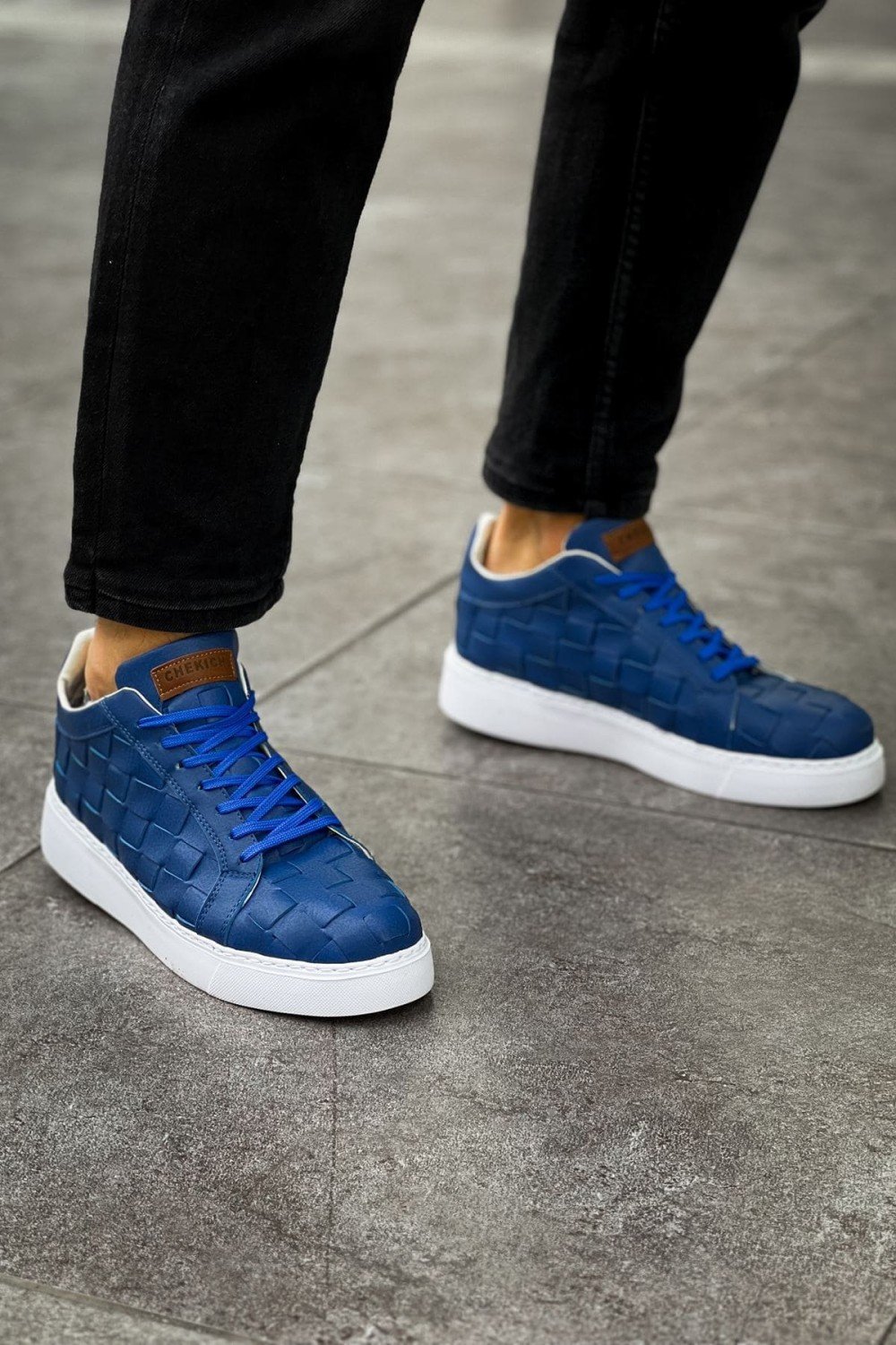 CH209 Vimini Erkek Günlük Bağcıklı Cilt Spor Sneaker Ayakkabı CBT - Mavi – Chekich Erkek Ayakkabı