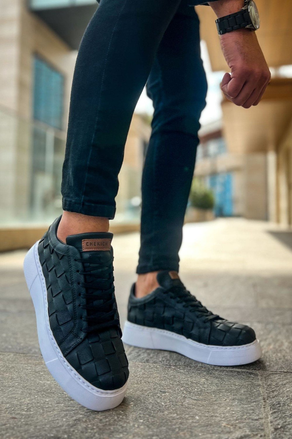 CH209 Vimini Erkek Günlük Bağcıklı Cilt Spor Sneaker Ayakkabı CBT - Siyah – Chekich Erkek Ayakkabı
