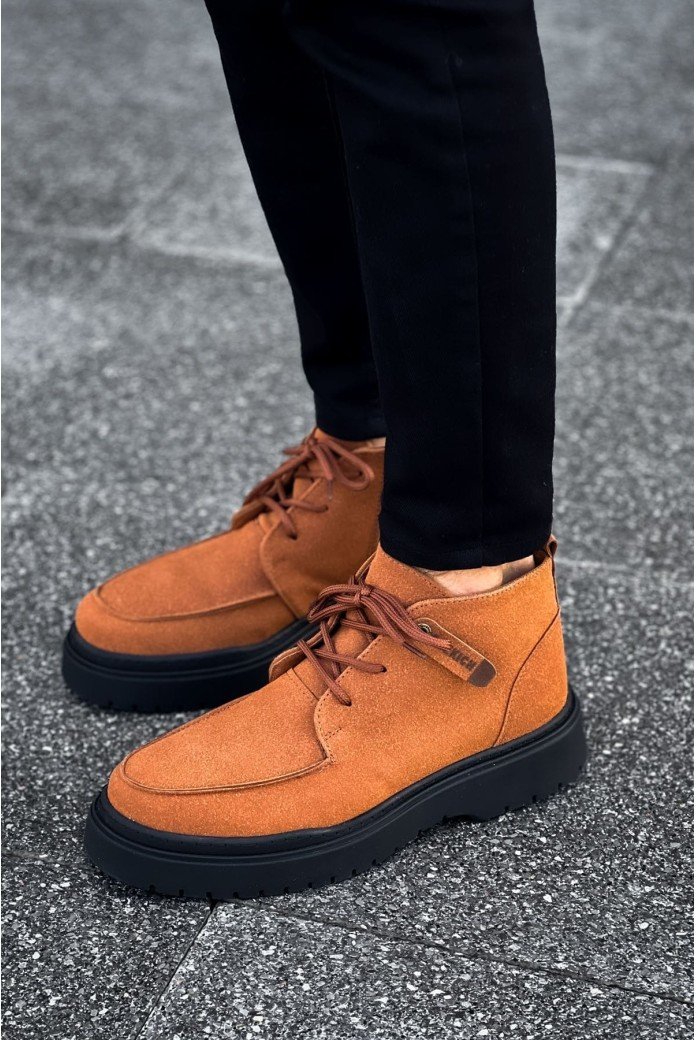 CH213 Bryggen Erkek Spor Günlük Bağcıklı ve Fermuarlı Süet Bot SST - Taba