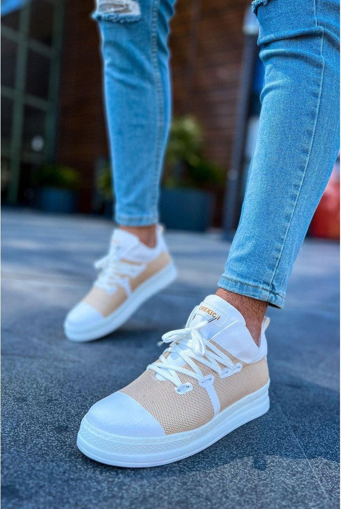 CH219 Laser Erkek Günlük Bağcıklı Cilt Spor Sneaker Ayakkabı CBT - Bej/Beyaz CH219 Laser Erkek Günlük Bağcıklı Cilt Spor Sneaker Ayakkabı CBT - Bej/Beyaz