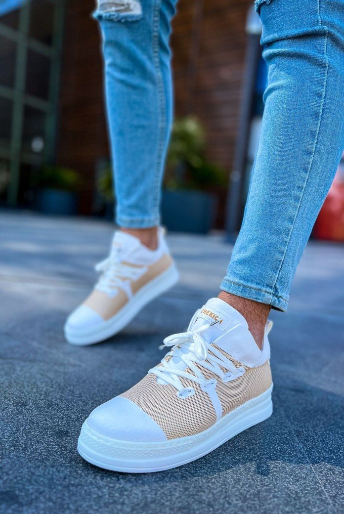 CH219 Laser Erkek Günlük Bağcıklı Cilt Spor Sneaker Ayakkabı CBT - Bej/Beyaz CH219 Laser Erkek Günlük Bağcıklı Cilt Spor Sneaker Ayakkabı CBT - Bej/Beyaz