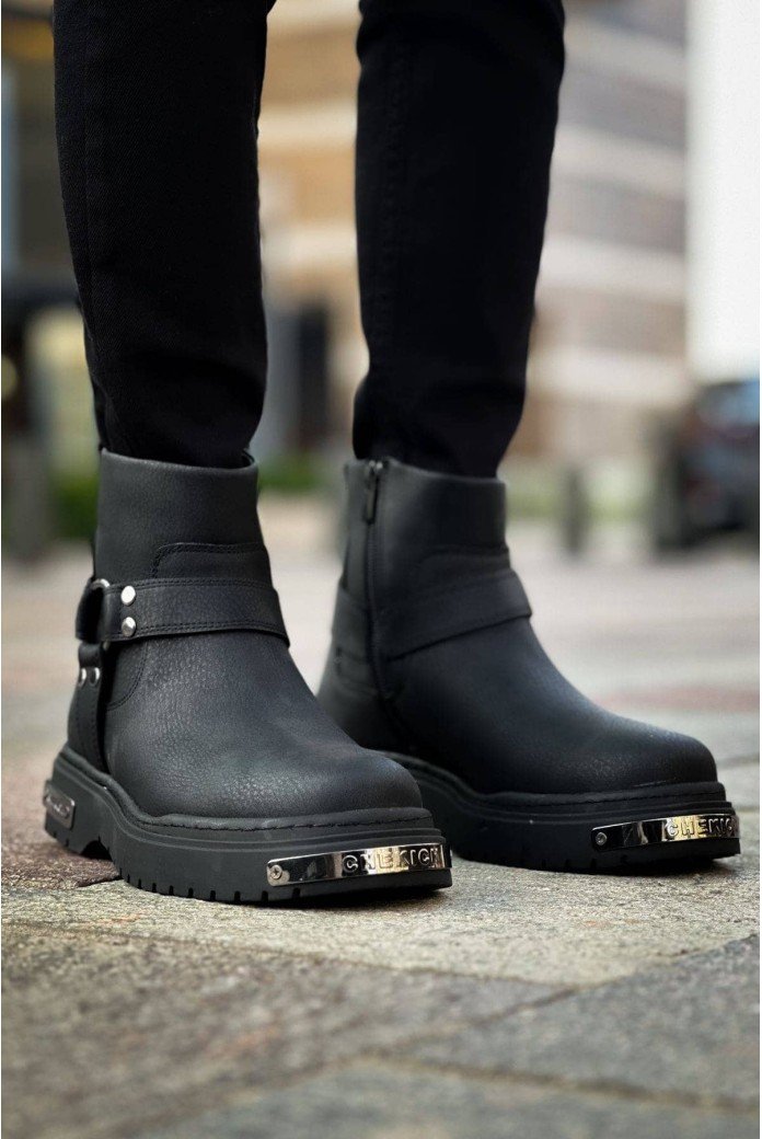 CH227 Yukon Erkek Spor Günlük Fermuarlı Cilt Bot CST - Siyah