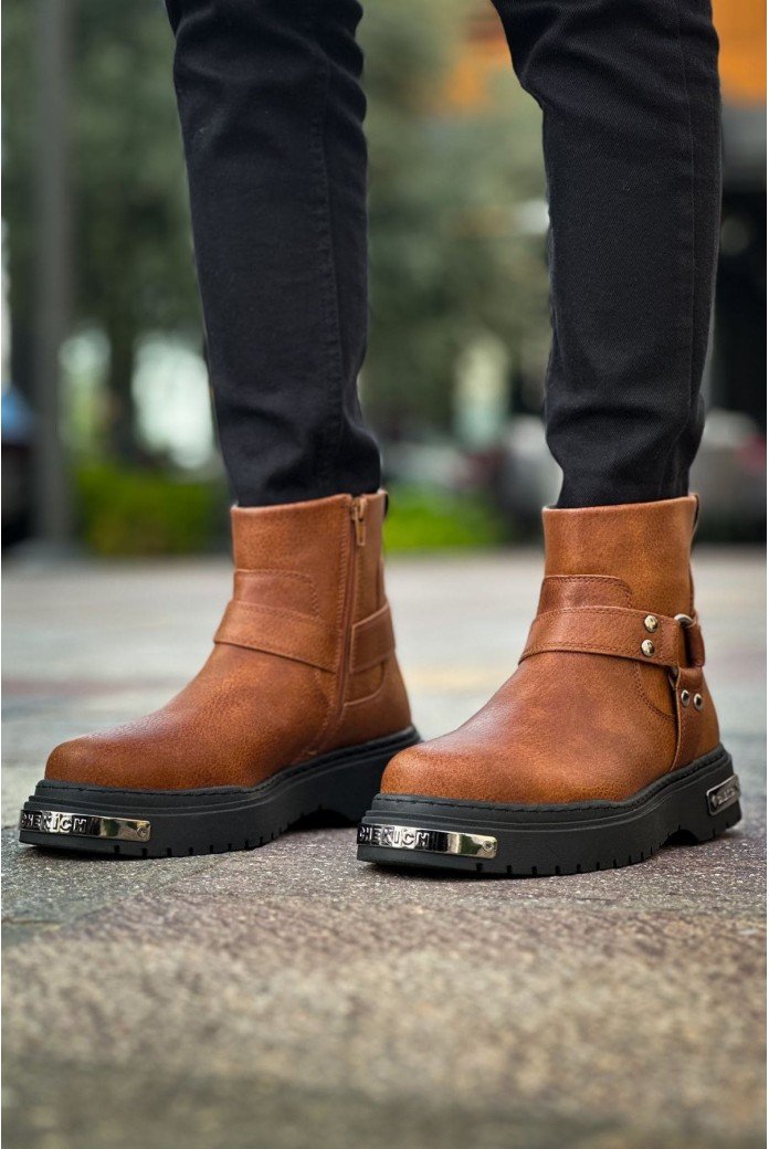 CH227 Yukon Erkek Spor Günlük Fermuarlı Cilt Bot CST - Taba