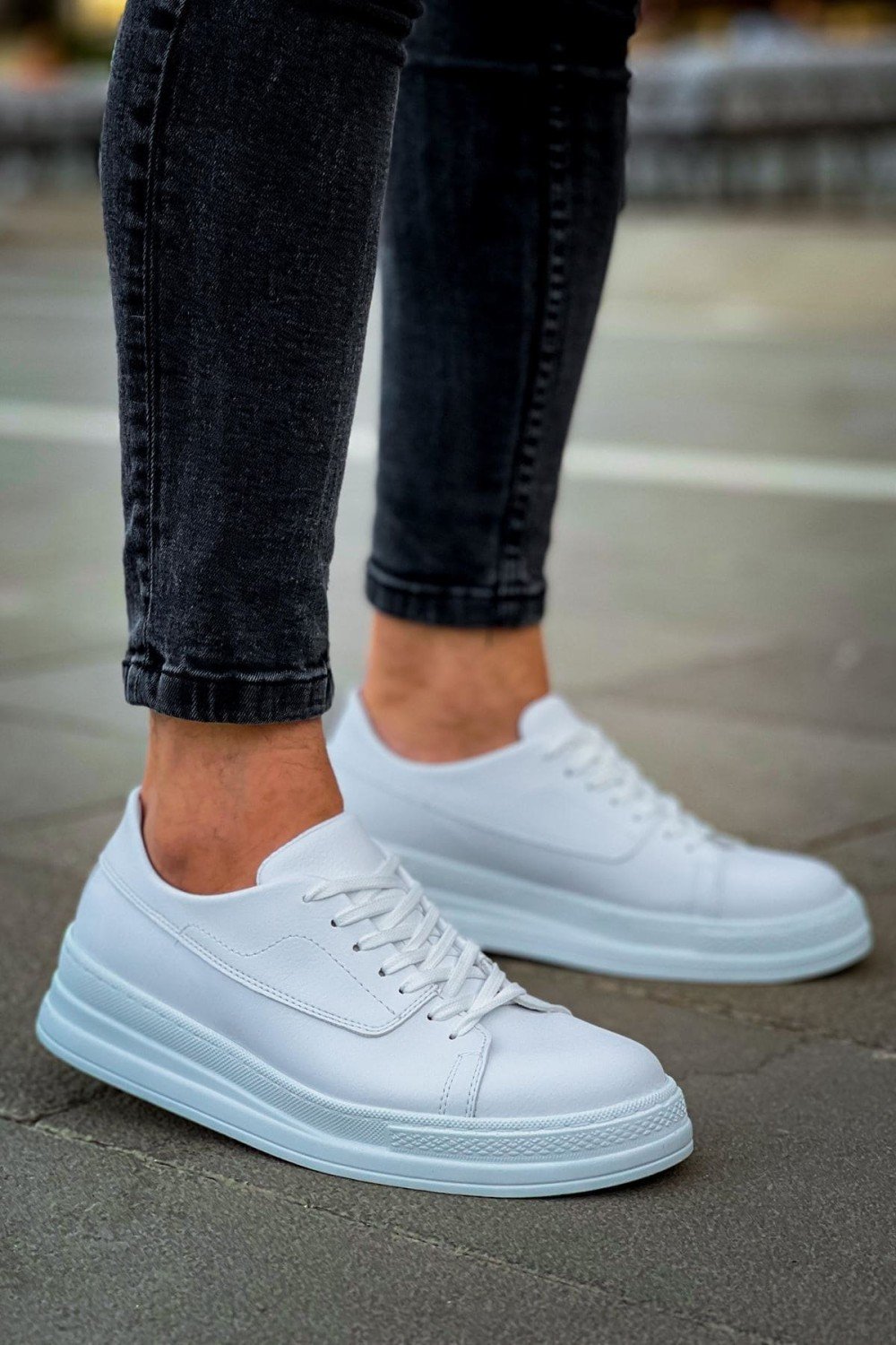 CH2401 Laiva Erkek Günlük Bağcıklı Cilt Spor Sneaker Ayakkabı CBT - Beyaz – Chekich Erkek Ayakkabı