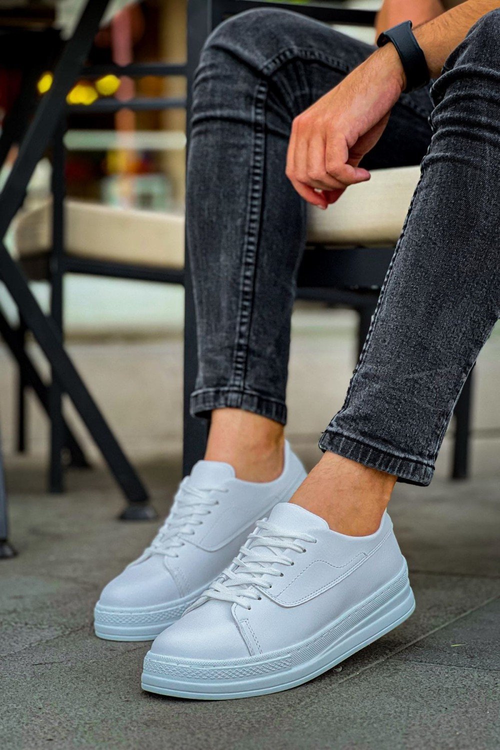 CH2401 Laiva Erkek Günlük Bağcıklı Cilt Spor Sneaker Ayakkabı CBT - Beyaz – Chekich Erkek Ayakkabı
