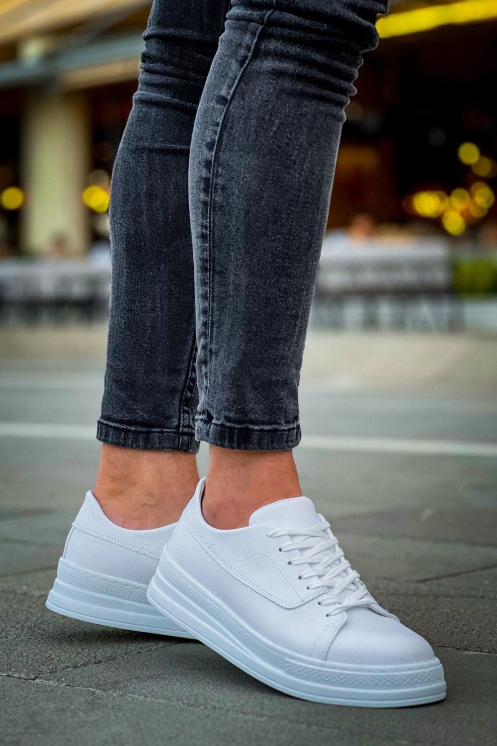 CH2401 Laiva Erkek Günlük Bağcıklı Cilt Spor Sneaker Ayakkabı CBT - Beyaz – Chekich Erkek Ayakkabı
