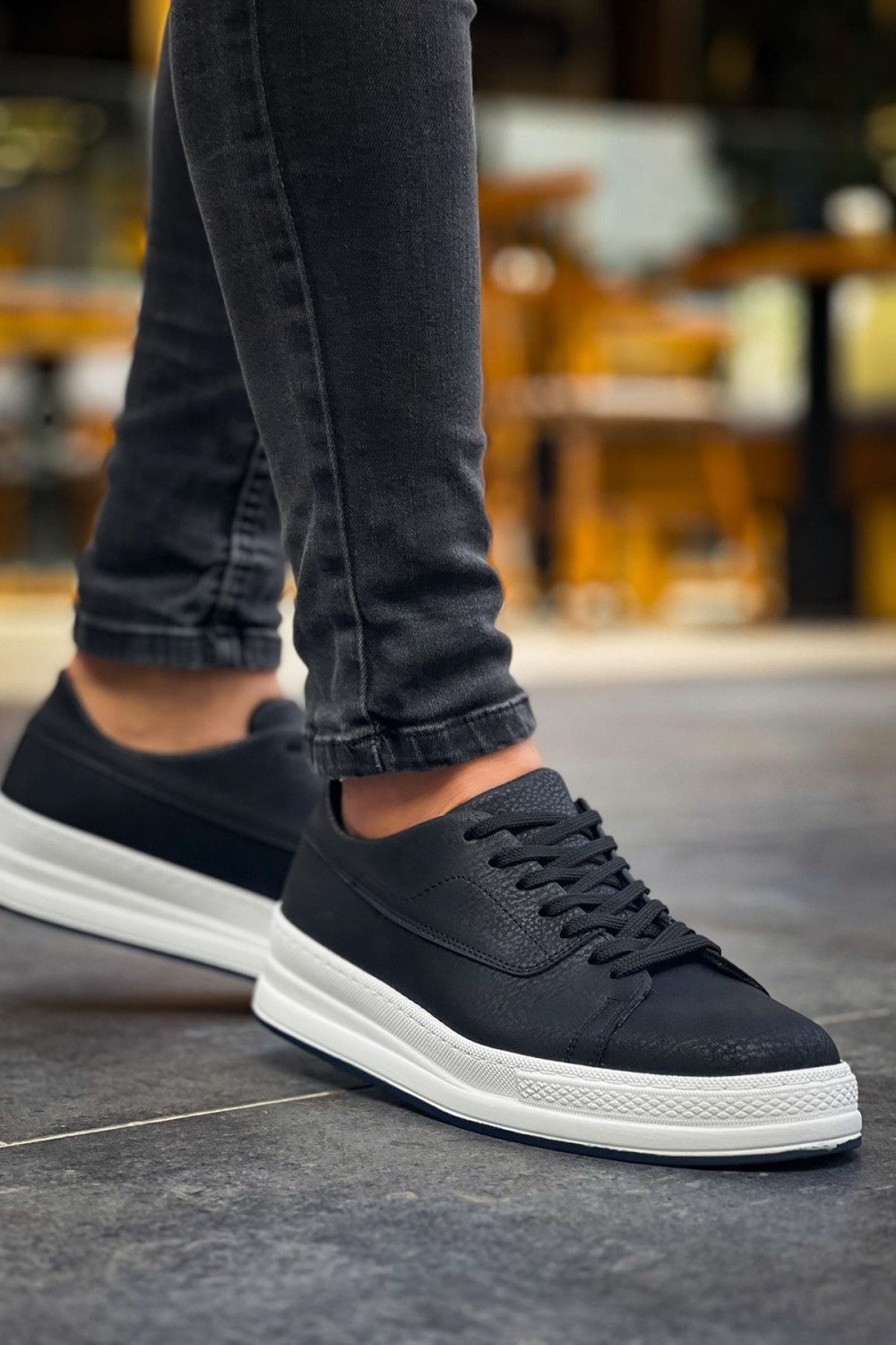 CH2401 Laiva Erkek Günlük Bağcıklı Cilt Spor Sneaker Ayakkabı CBT - Siyah – Chekich Erkek Ayakkabı