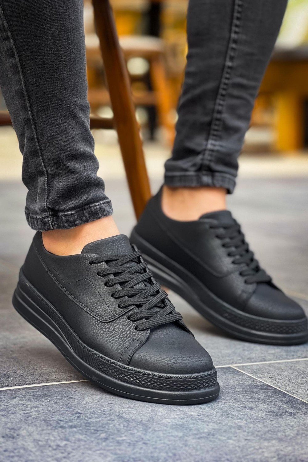 CH2401 Laiva Erkek Günlük Bağcıklı Cilt Spor Sneaker Ayakkabı CST - Siyah – Chekich Erkek Ayakkabı
