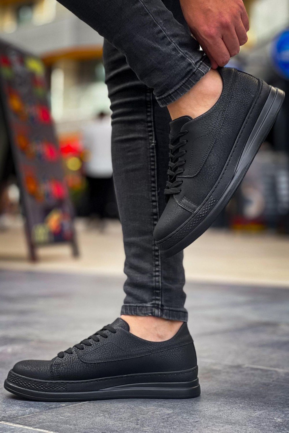 CH2401 Laiva Erkek Günlük Bağcıklı Cilt Spor Sneaker Ayakkabı CST - Siyah – Chekich Erkek Ayakkabı