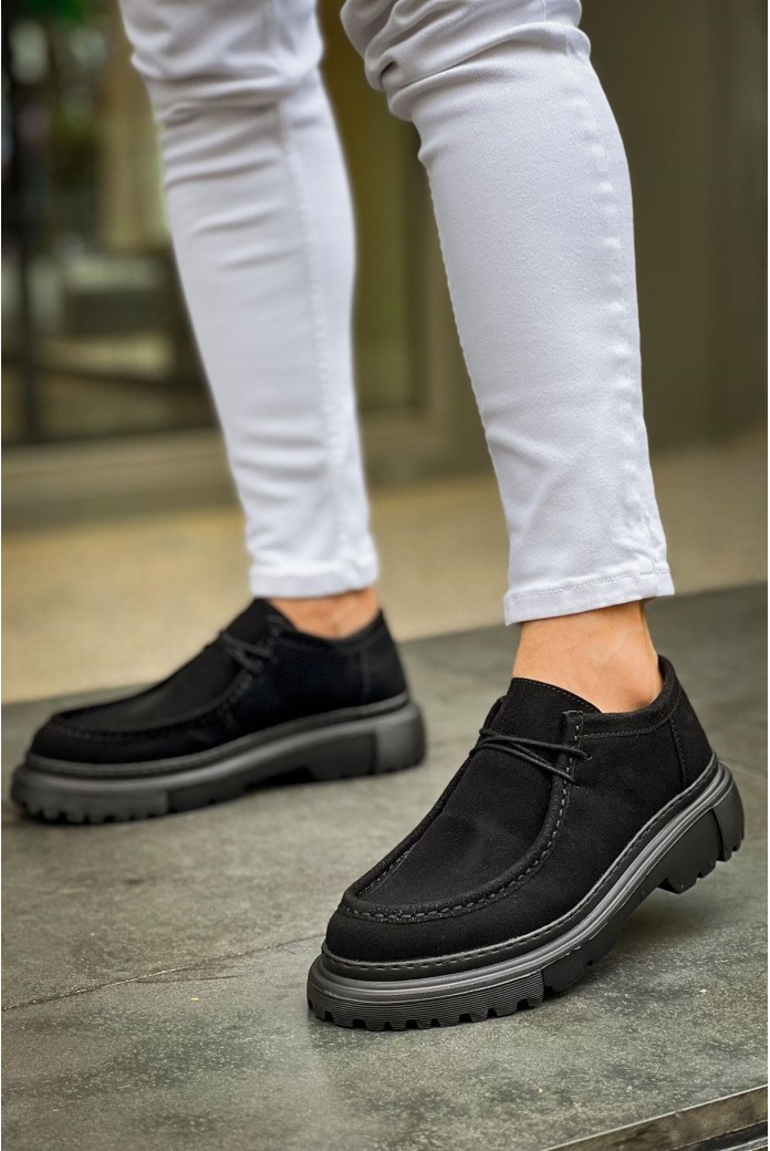 CH2404 Castle Erkek Günlük Bağcıklı Süet Klasik Ayakkabı SST - Siyah