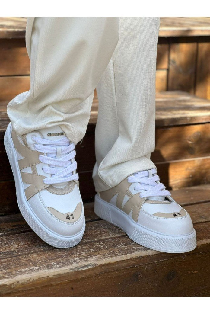 CH2407 Star - X Erkek Günlük Bağcıklı Cilt Spor Sneaker Ayakkabı CBT - Beyaz/Bej CH2407 Star - X Erkek Günlük Bağcıklı Cilt Spor Sneaker Ayakkabı CBT - Beyaz/Bej