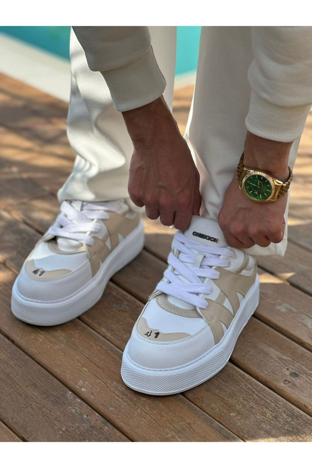 CH2407 Star - X Erkek Günlük Bağcıklı Cilt Spor Sneaker Ayakkabı CBT - Beyaz/Bej Erkek Ayakkabı CH2407 Star - X Erkek Günlük Bağcıklı Cilt Spor Sneaker Ayakkabı CBT - Beyaz/Bej – Chekich Erkek Ayakkabı