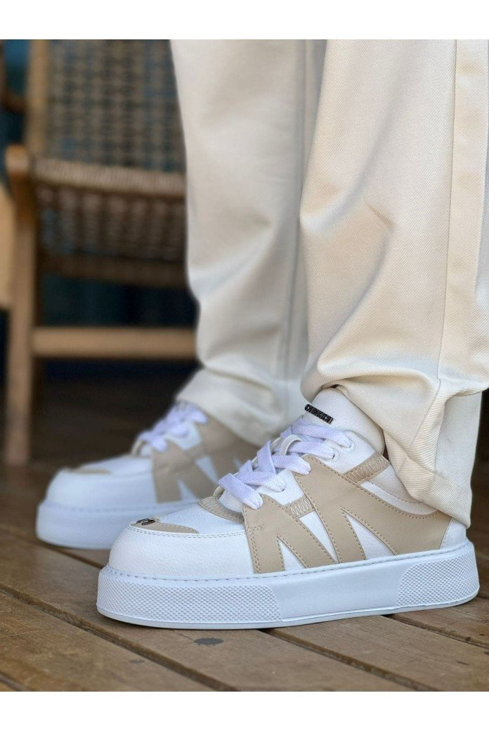 CH2407 Star - X Erkek Günlük Bağcıklı Cilt Spor Sneaker Ayakkabı CBT - Beyaz/Bej CH2407 Star - X Erkek Günlük Bağcıklı Cilt Spor Sneaker Ayakkabı CBT - Beyaz/Bej