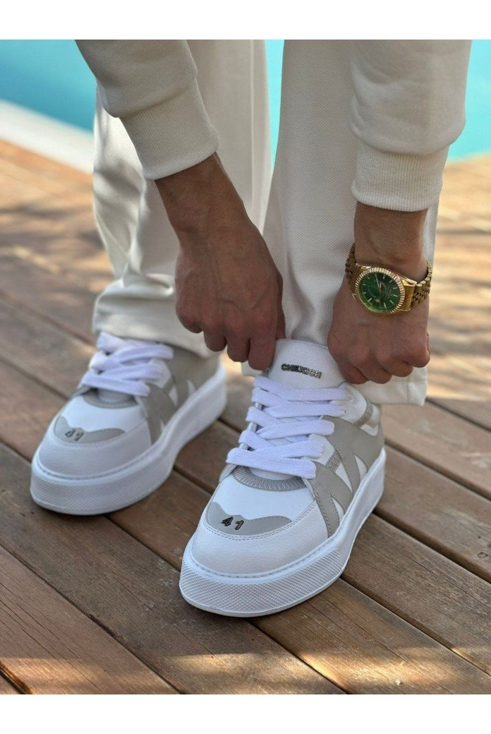 CH2407 Star - X Erkek Günlük Bağcıklı Cilt Spor Sneaker Ayakkabı CBT - Beyaz/Gri CH2407 Star - X Erkek Günlük Bağcıklı Cilt Spor Sneaker Ayakkabı CBT - Beyaz/Gri