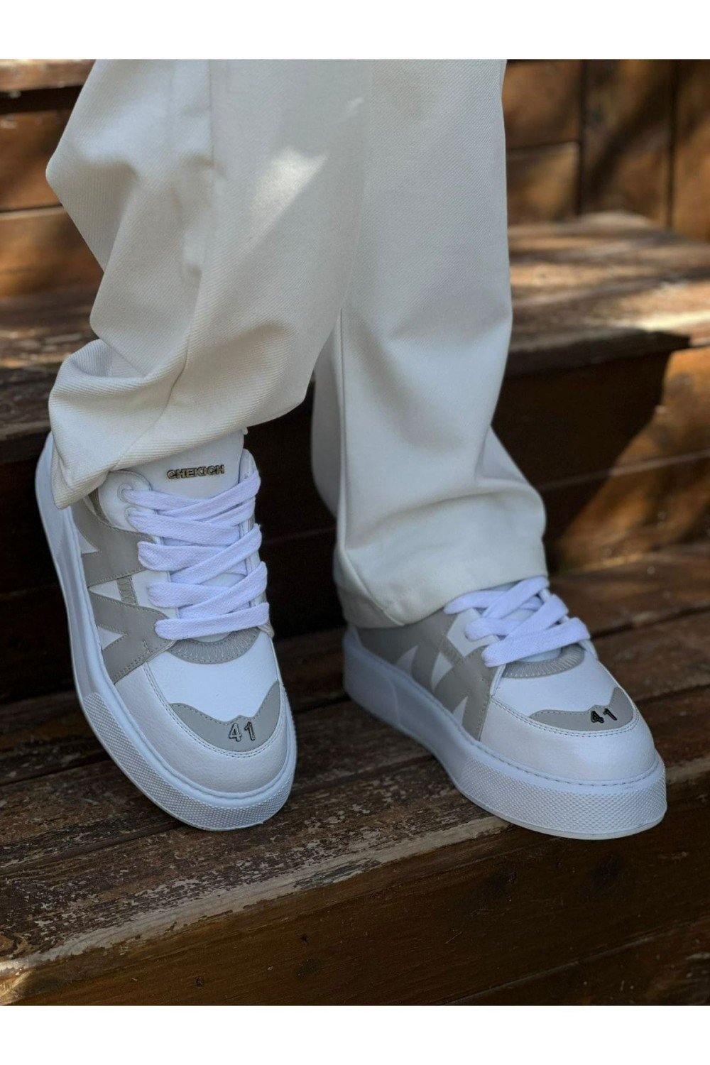 CH2407 Star - X Erkek Günlük Bağcıklı Cilt Spor Sneaker Ayakkabı CBT - Beyaz/Gri Erkek Ayakkabı CH2407 Star - X Erkek Günlük Bağcıklı Cilt Spor Sneaker Ayakkabı CBT - Beyaz/Gri – Chekich Erkek Ayakkabı
