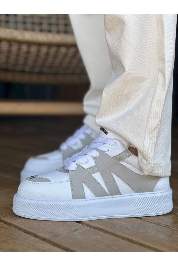CH2407 Star - X Erkek Günlük Bağcıklı Cilt Spor Sneaker Ayakkabı CBT - Beyaz/Gri CH2407 Star - X Erkek Günlük Bağcıklı Cilt Spor Sneaker Ayakkabı CBT - Beyaz/Gri