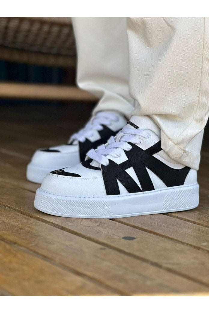 CH2407 Star - X Erkek Günlük Bağcıklı Cilt Spor Sneaker Ayakkabı CBT - Beyaz/Siyah CH2407 Star - X Erkek Günlük Bağcıklı Cilt Spor Sneaker Ayakkabı CBT - Beyaz/Siyah