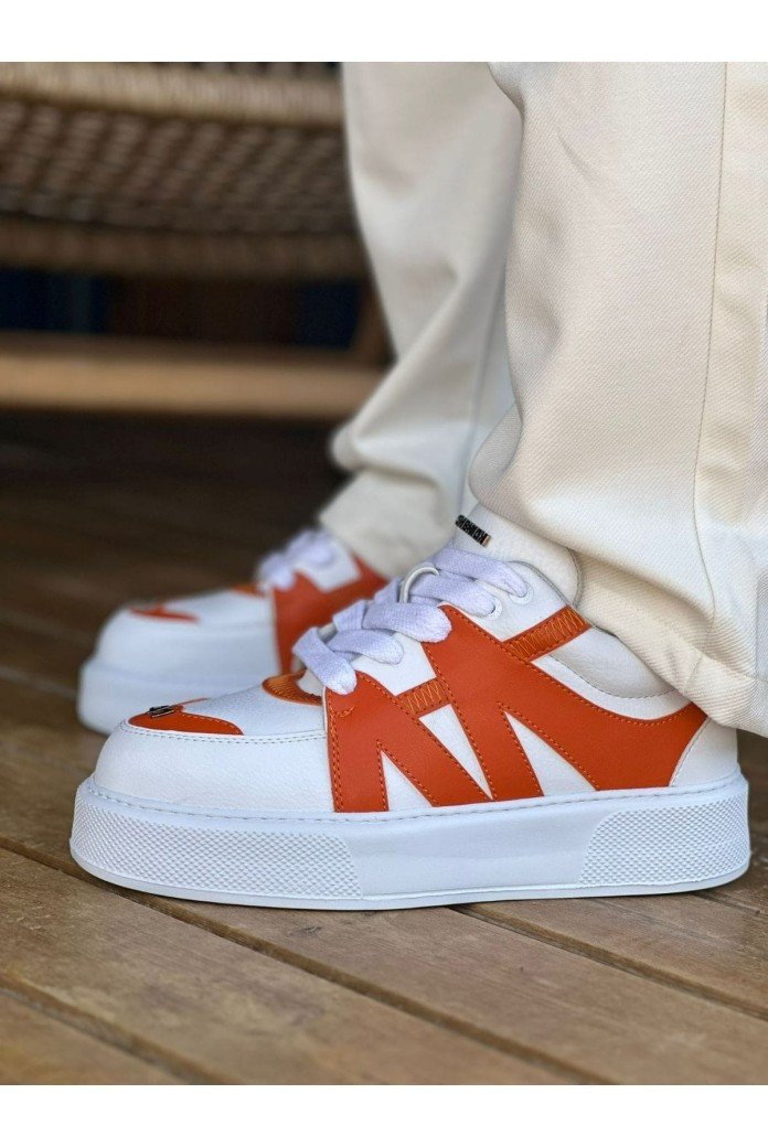 CH2407 Star - X Erkek Günlük Bağcıklı Cilt Spor Sneaker Ayakkabı CBT - Beyaz/Turuncu CH2407 Star - X Erkek Günlük Bağcıklı Cilt Spor Sneaker Ayakkabı CBT - Beyaz/Turuncu