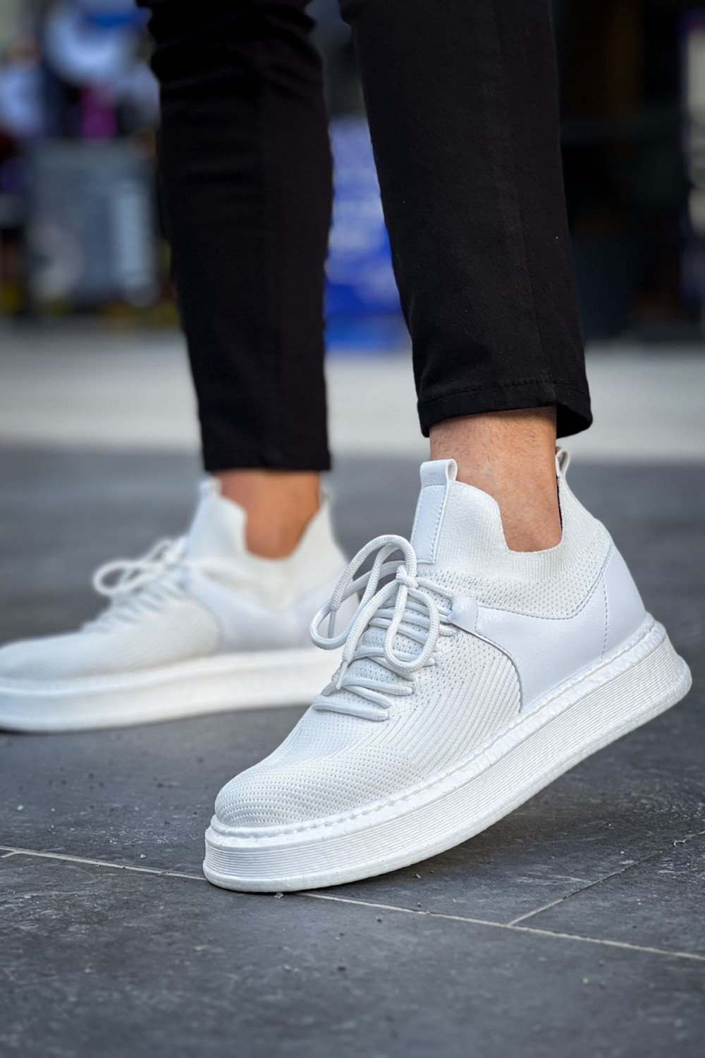 CH2408 Fusion Erkek Günlük Bağcıklı Triko Spor Sneaker Ayakkabı TBT - Beyaz – Chekich Erkek Ayakkabı