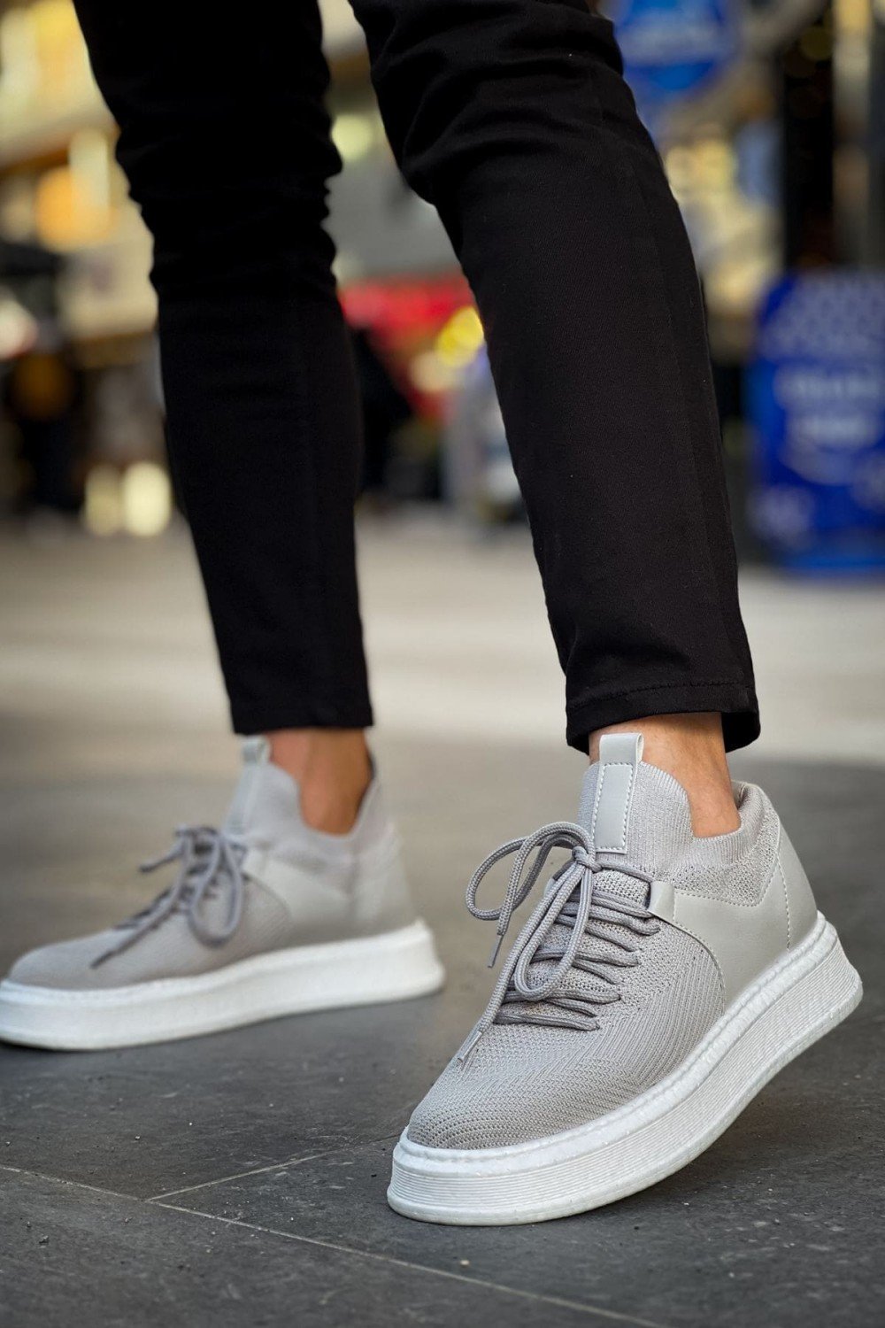 CH2408 Fusion Erkek Günlük Bağcıklı Triko Spor Sneaker Ayakkabı TBT - Gri – Chekich Erkek Ayakkabı