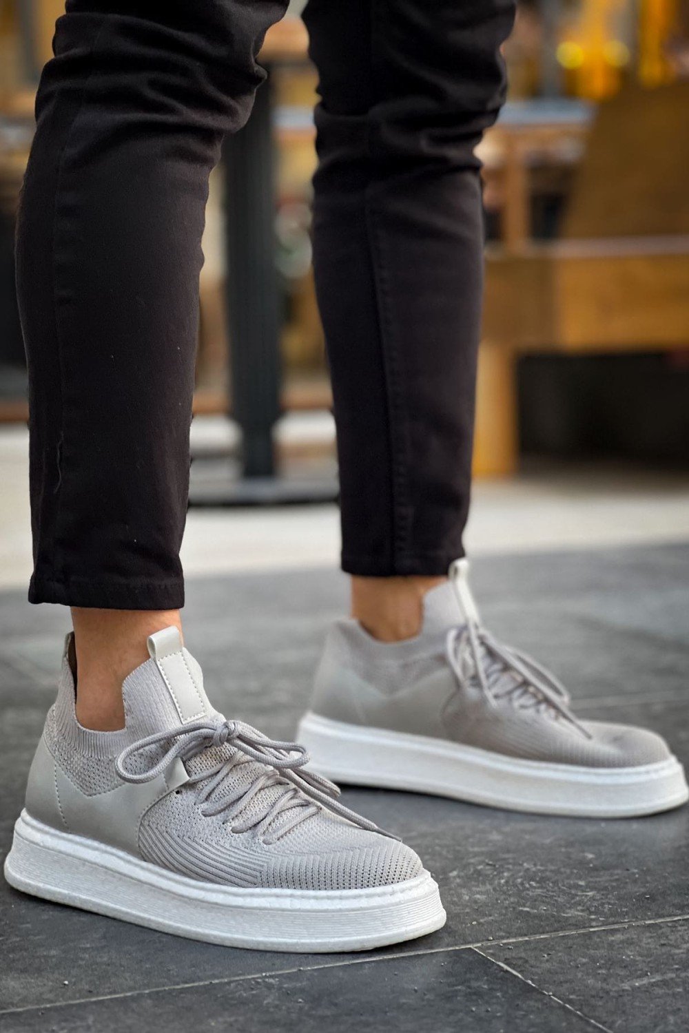 CH2408 Fusion Erkek Günlük Bağcıklı Triko Spor Sneaker Ayakkabı TBT - Gri – Chekich Erkek Ayakkabı